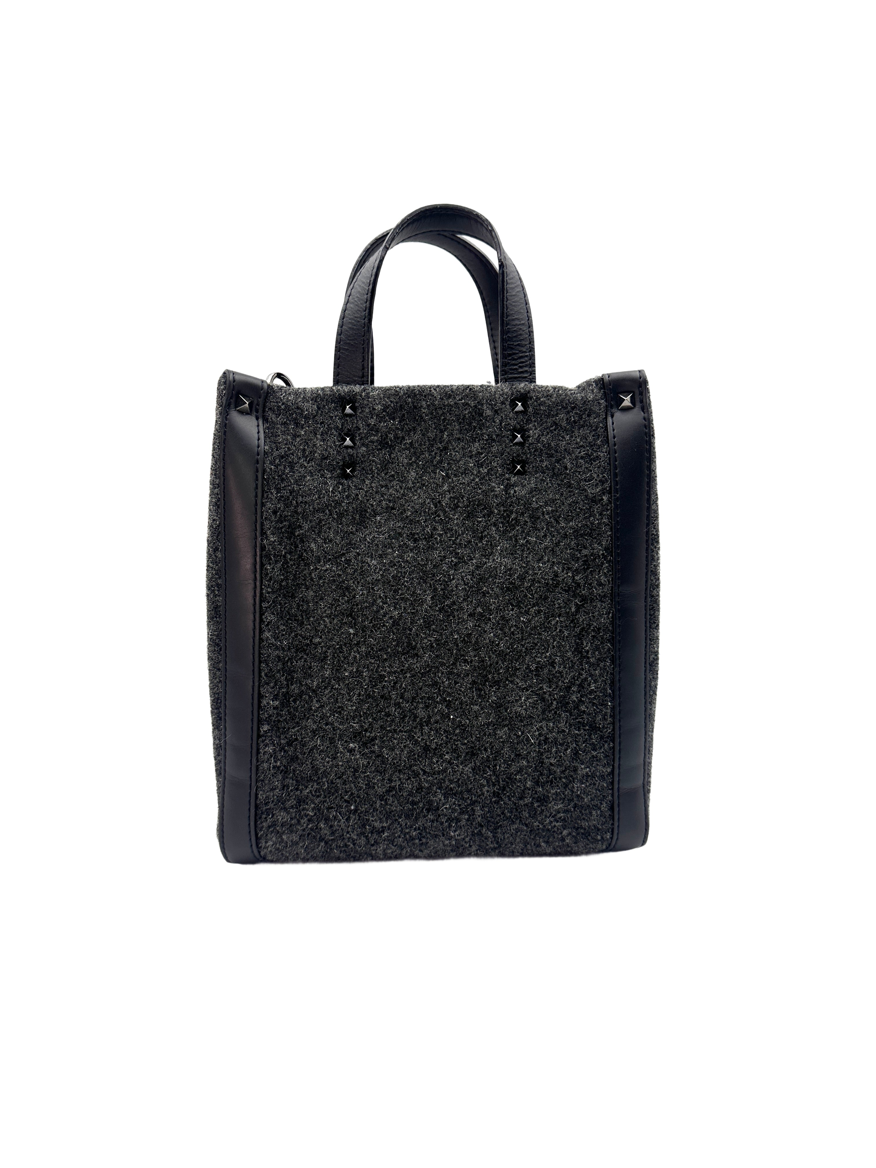 Valentino Black VLTN Logo Leather Tote Handle Bag VT24