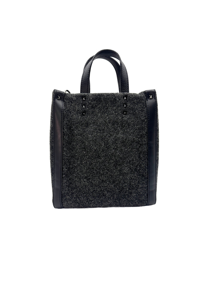 Valentino Black VLTN Logo Leather Tote Handle Bag VT24