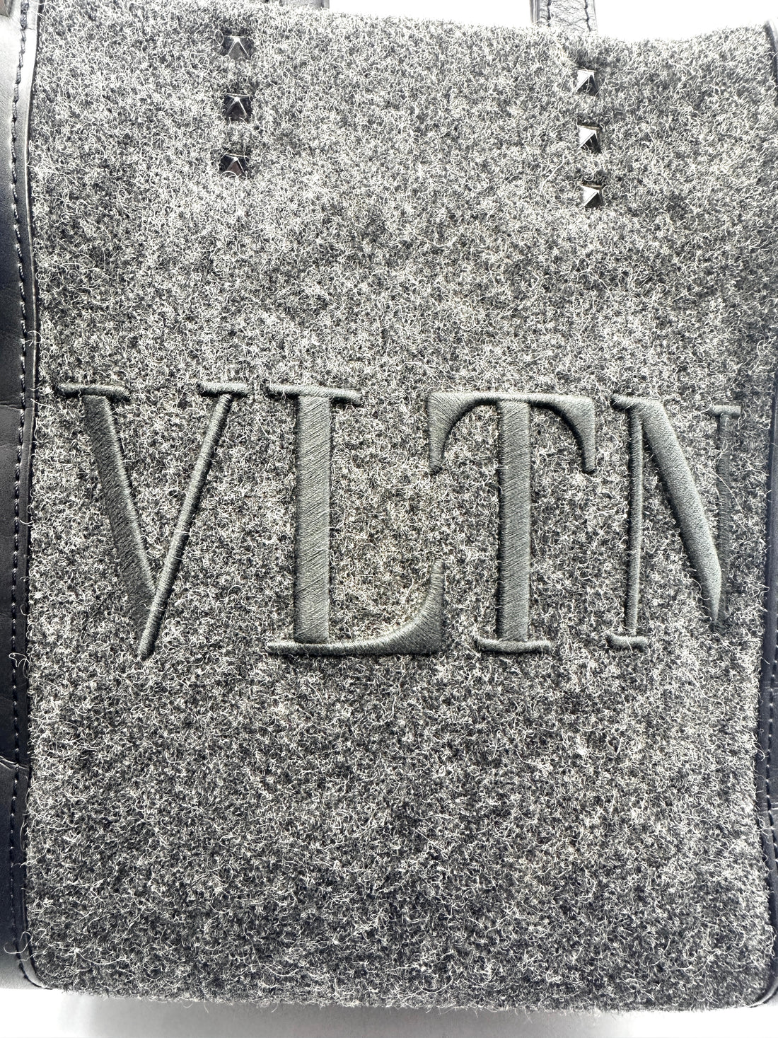 Valentino Black VLTN Logo Leather Tote Handle Bag VT24