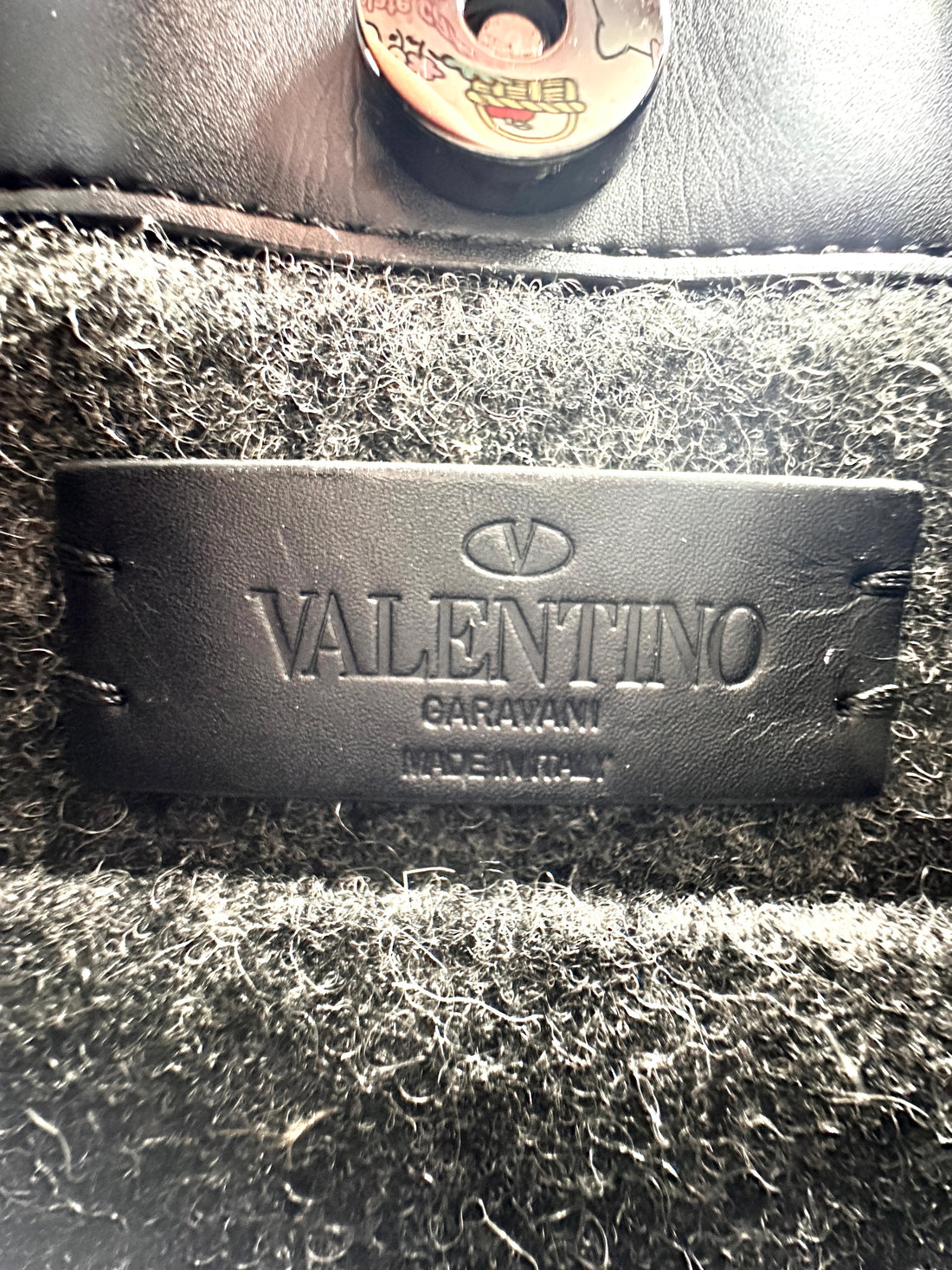 Valentino Black VLTN Logo Leather Tote Handle Bag VT24