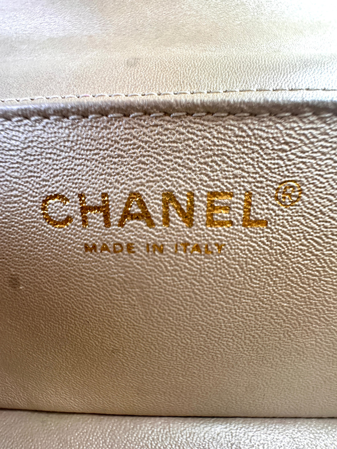 Chanel V For Victory Champagne Gold Quilted Leather Mini Flap Crossbody Bag(23***12) CC1215