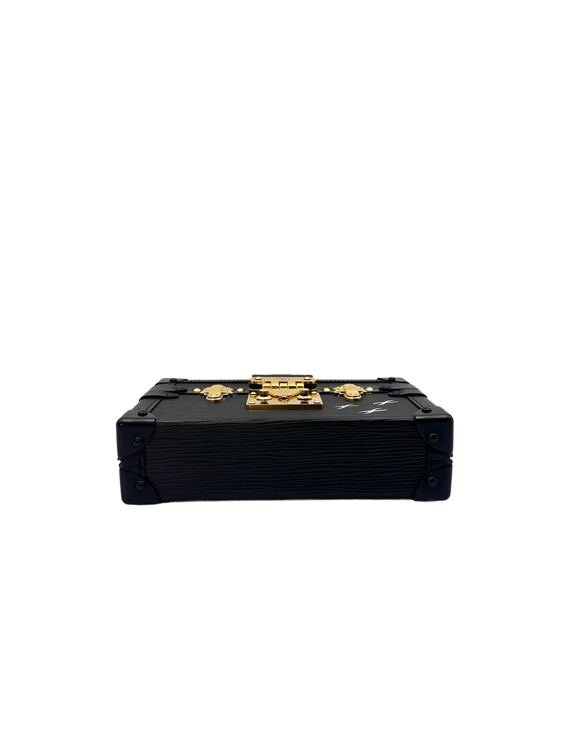 Louis Vuitton Black Petite Malle Monogram Leather Crossbody Bag With Gold Hardware LV1737