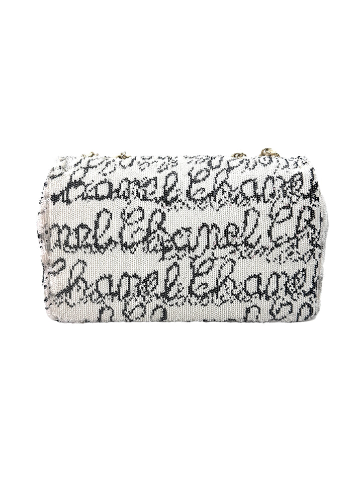 Chanel White Sequin Logo Medium Size Flap Bag With Chip(G5***85) CC1214