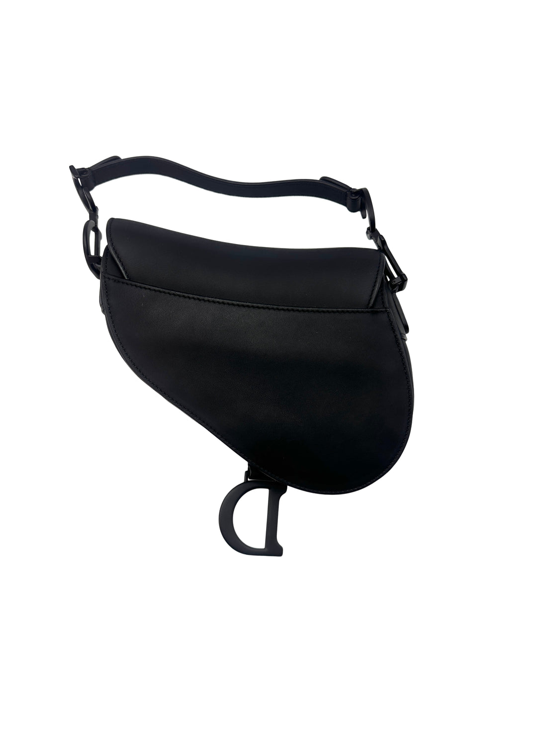 Christian Dior Ultra Matte Saddle Black Leather Small Size Handle Bag DR438