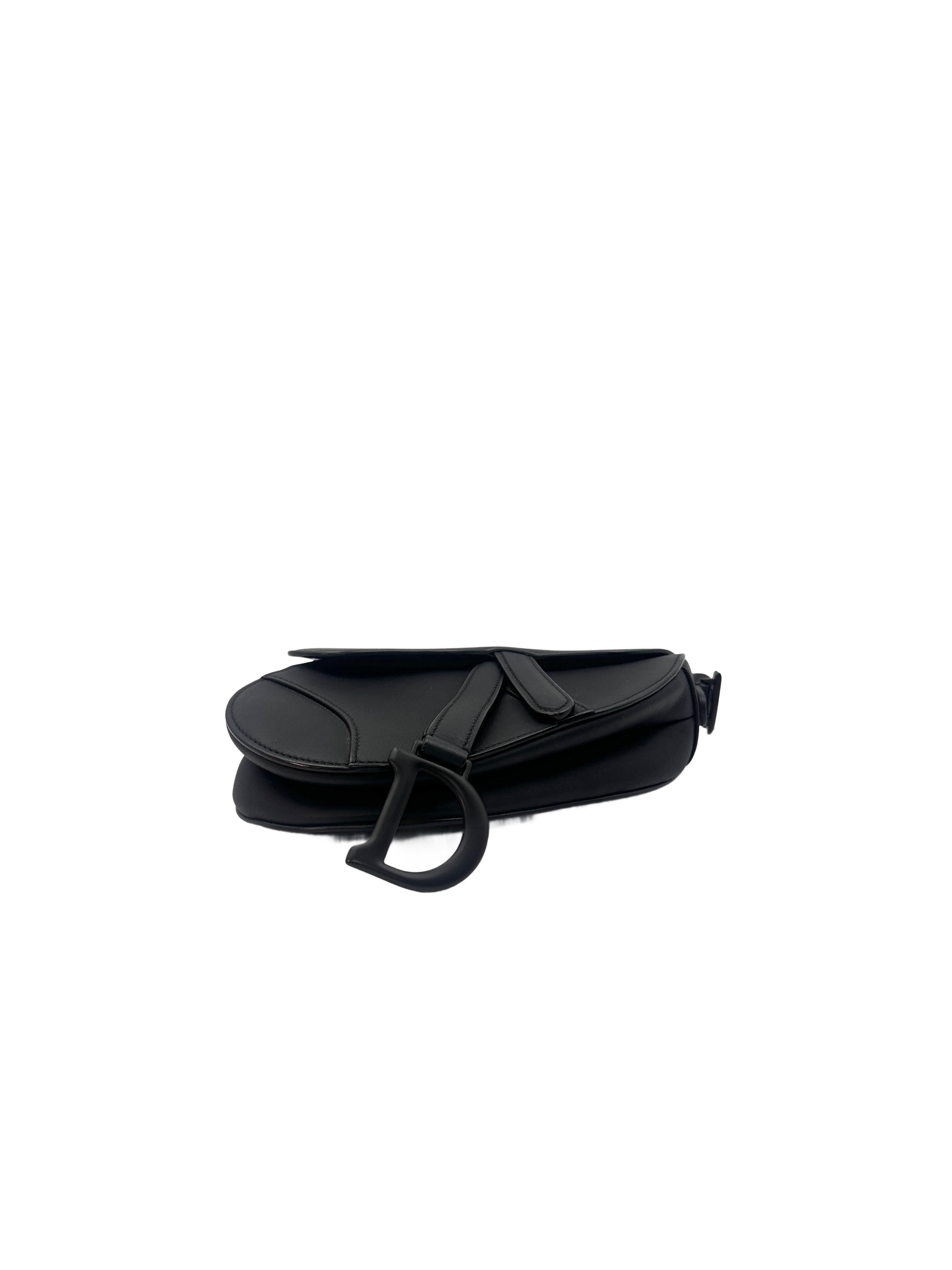 Christian Dior Ultra Matte Saddle Black Leather Small Size Handle Bag DR438