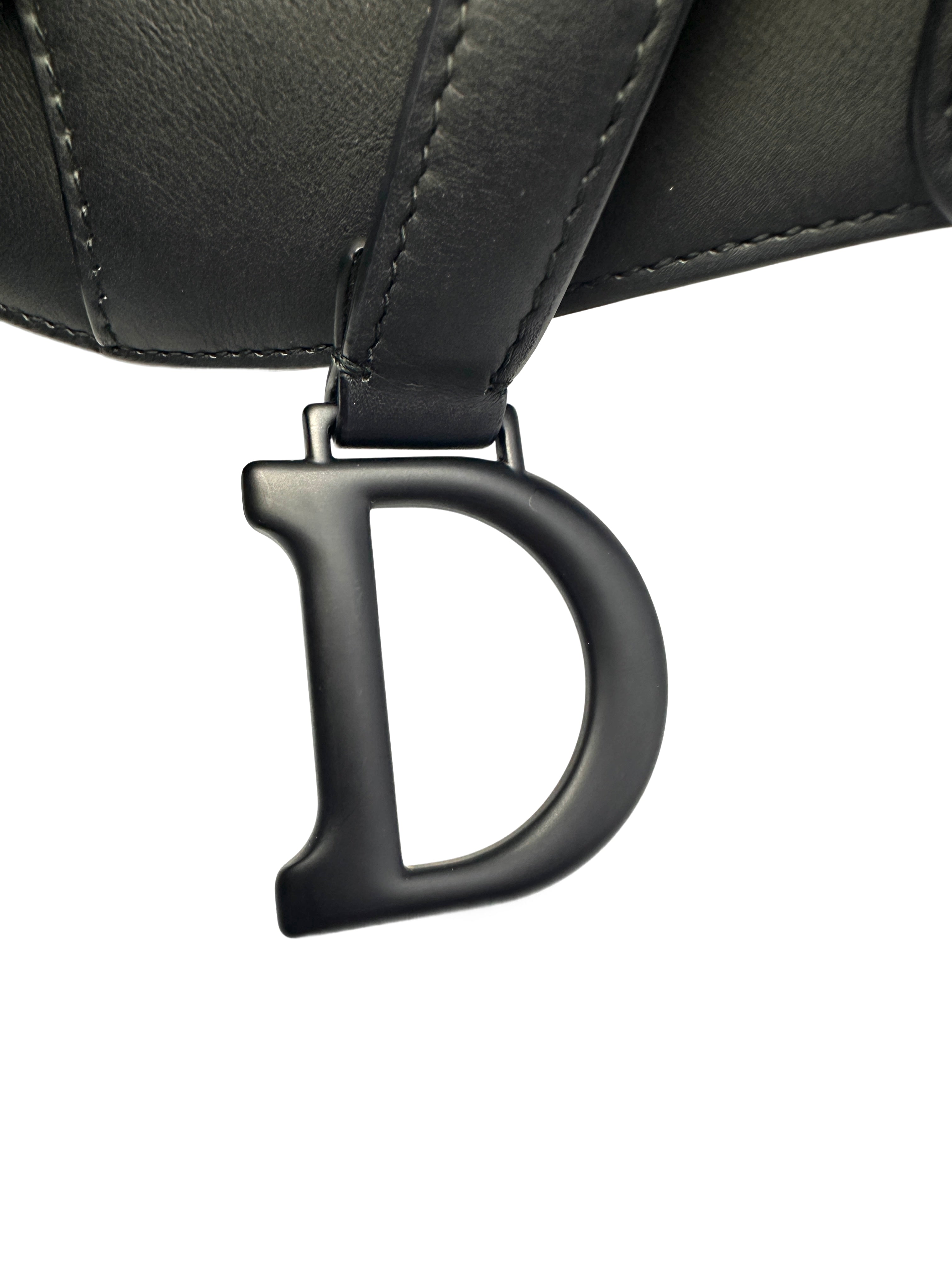 Christian Dior Ultra Matte Saddle Black Leather Small Size Handle Bag DR438