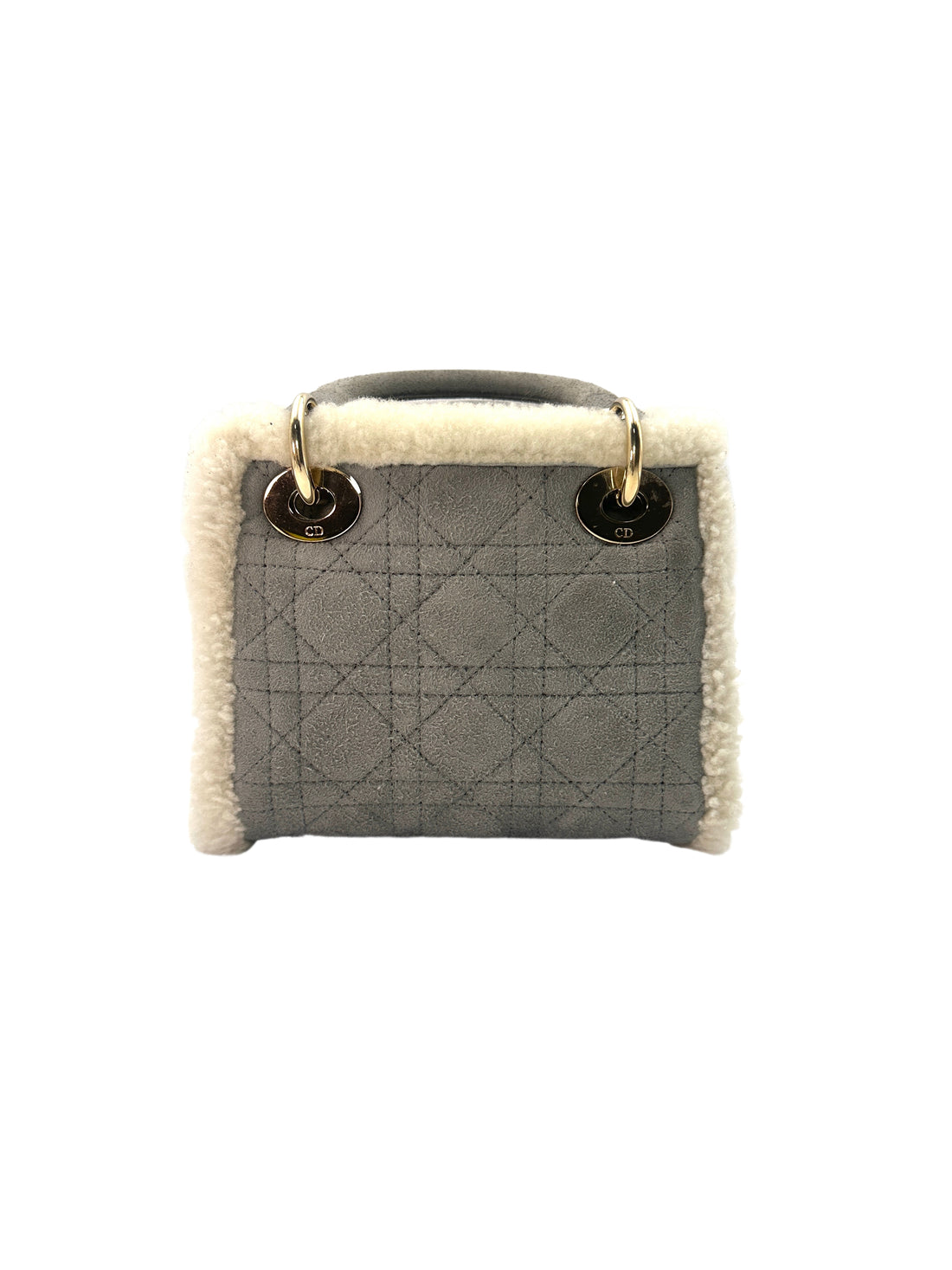 Christian Dior Lady Dior Grey Cannage And Suede Handle Bag with Charms DR400