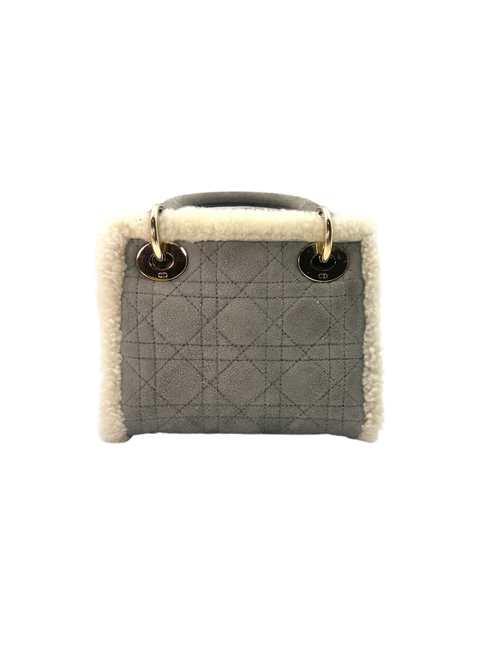Christian Dior Lady Dior Grey Cannage And Suede Handle Bag with Charms DR400