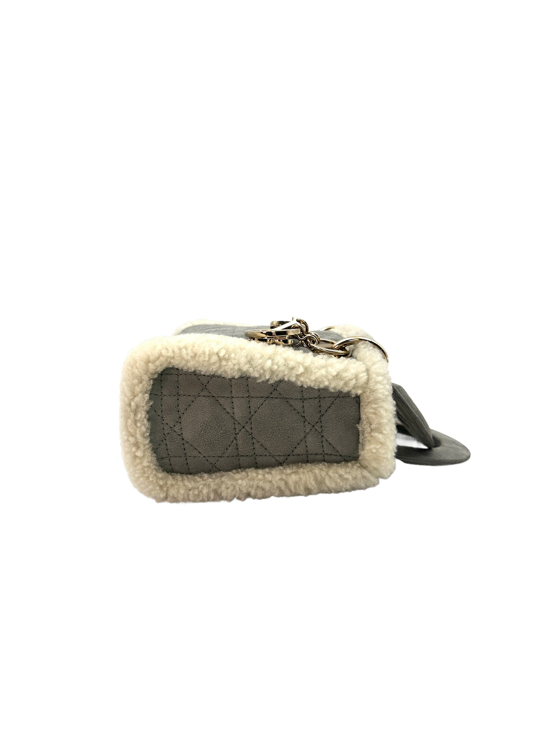 Christian Dior Lady Dior Grey Cannage And Suede Handle Bag with Charms DR400