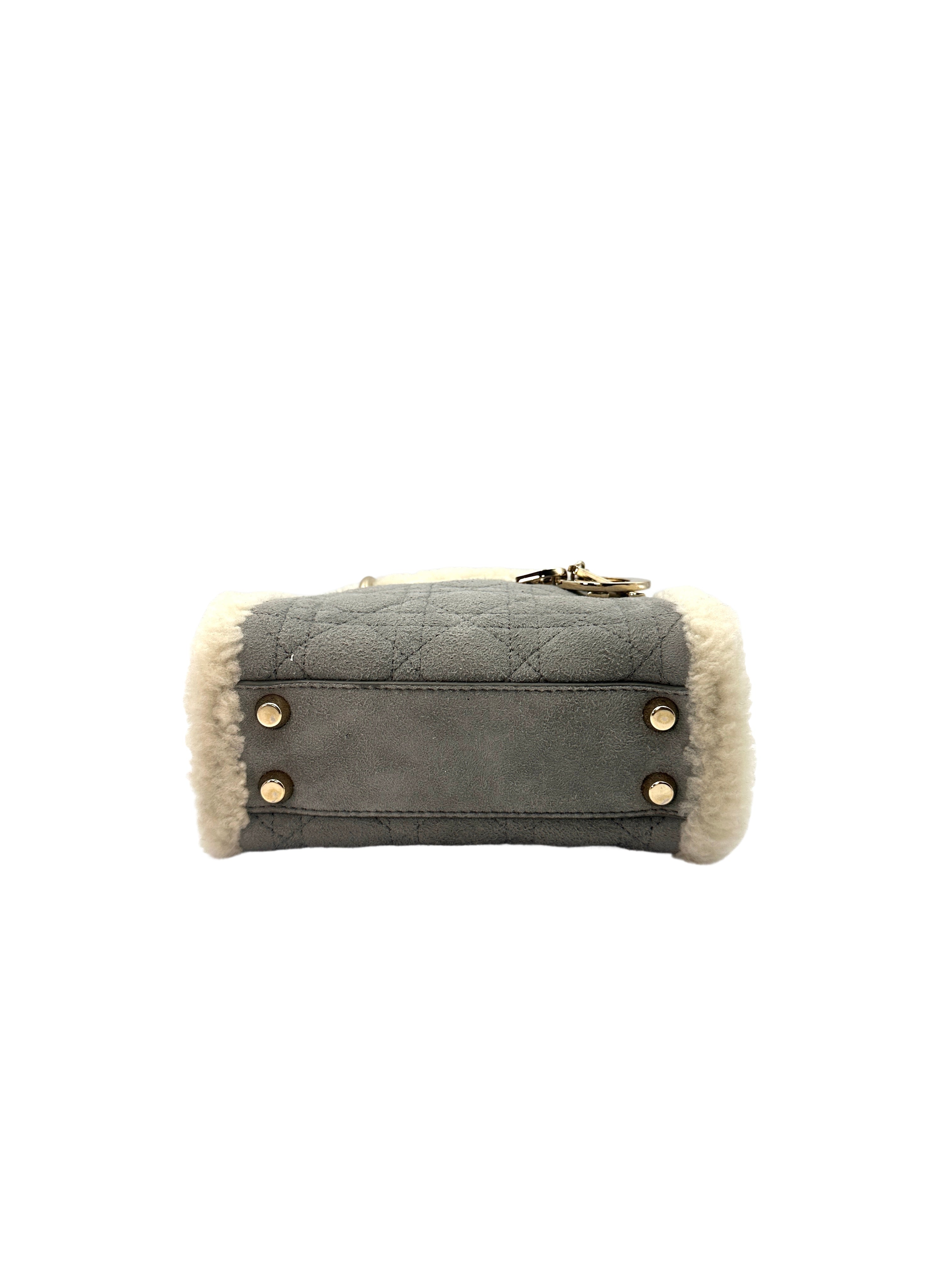 Christian Dior Lady Dior Grey Cannage And Suede Handle Bag with Charms DR400