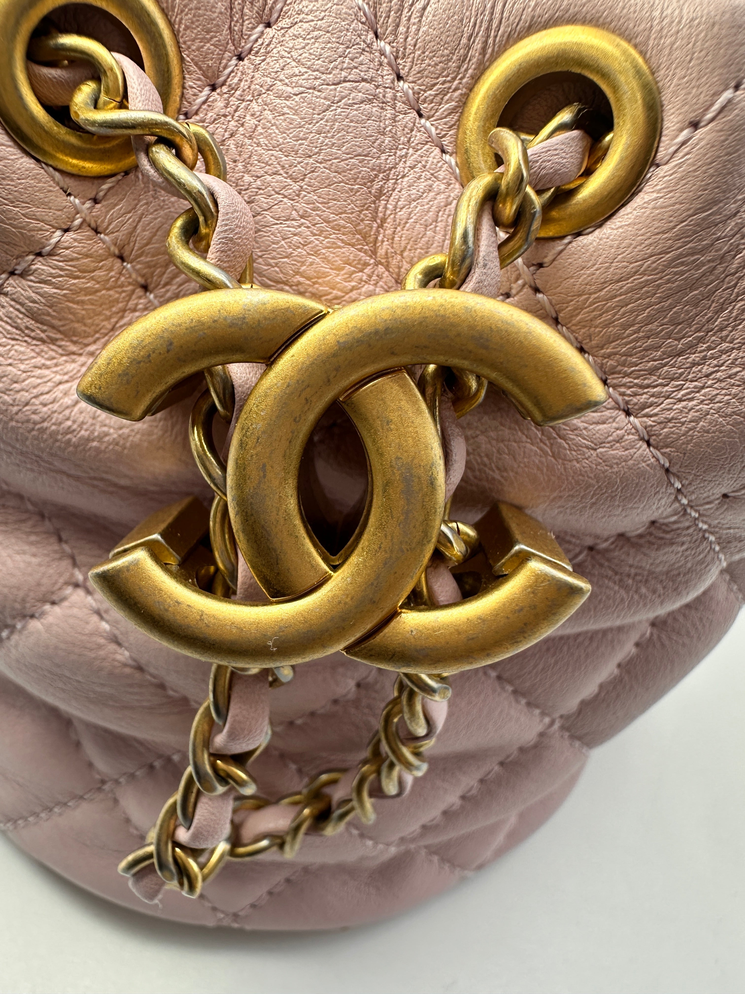 Chanel About Pearls Pink Leather Mini Drawstring Bucket Bag(31***03) CC1222
