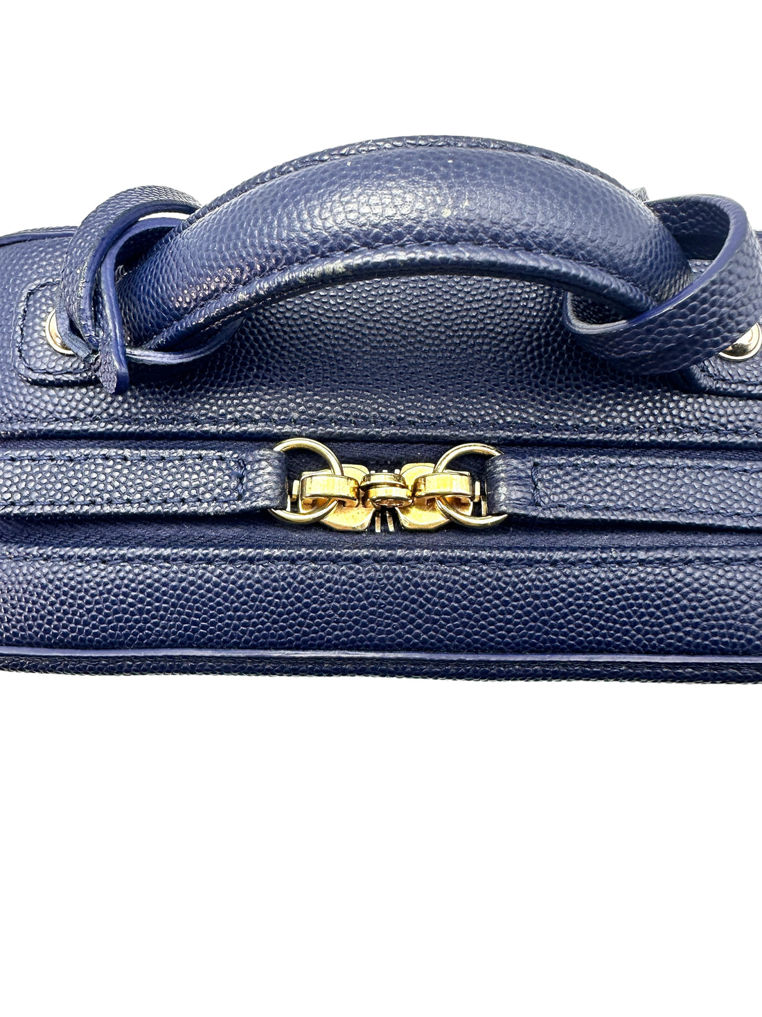 Chanel CC Filigree Navy Blue Caviar Quilted Leather Small Size Vanity Case(29***82) CC1221
