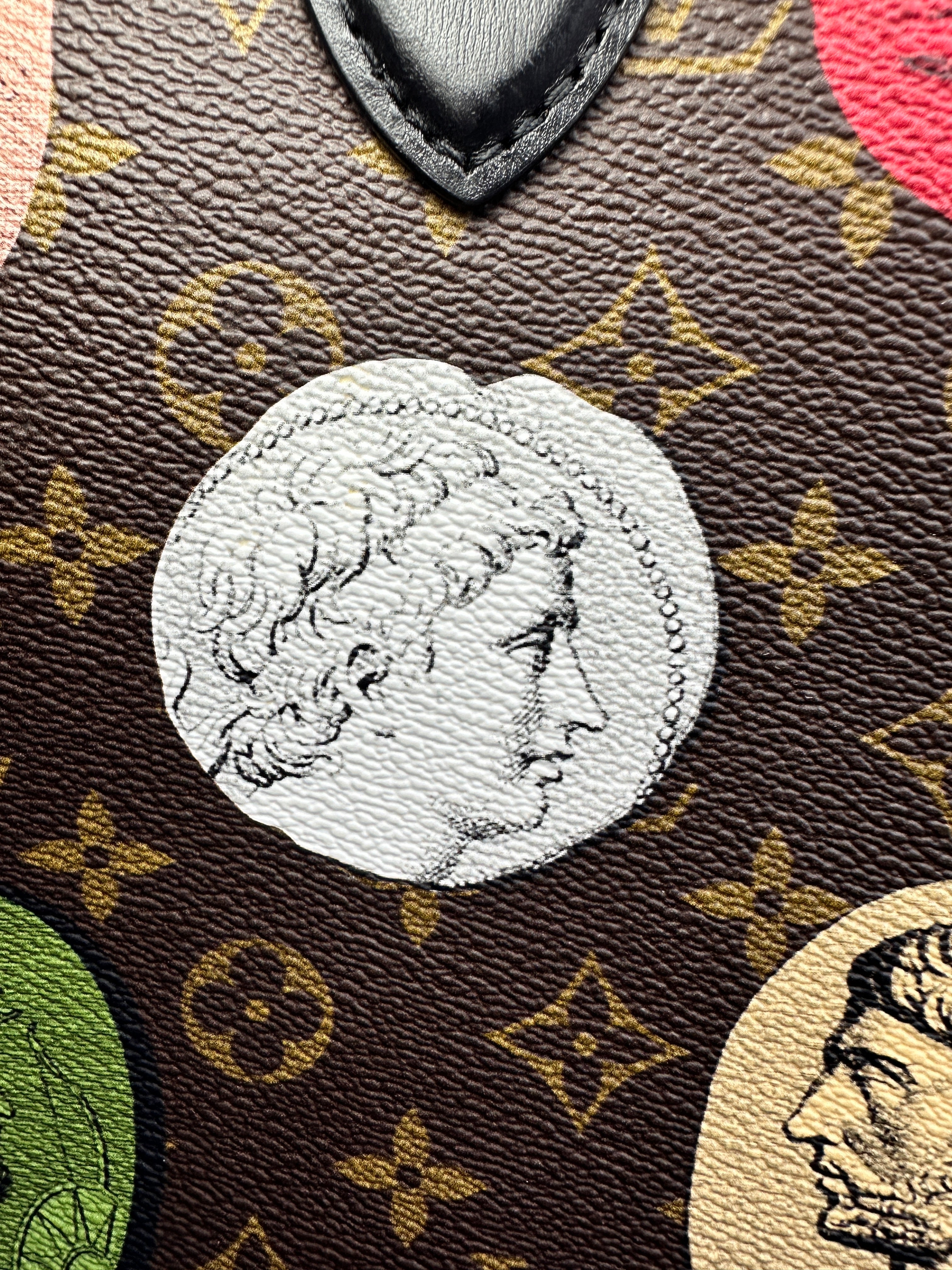 Louis Vuitton x Fornasetti Onthego MM Cameo Monogram Tote Handle Bag LV1757