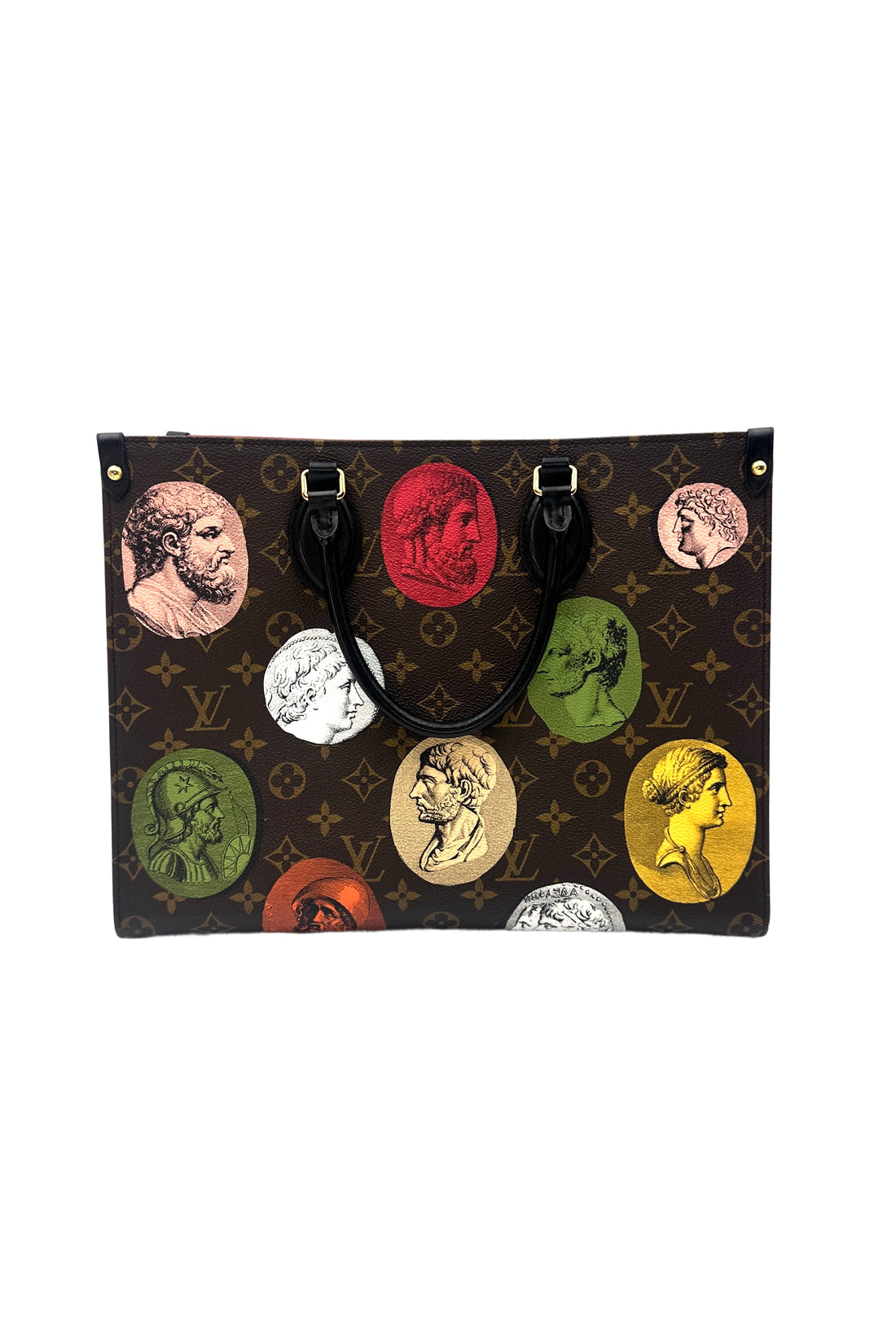 Louis Vuitton x Fornasetti Onthego MM Cameo Monogram Tote Handle Bag LV1757