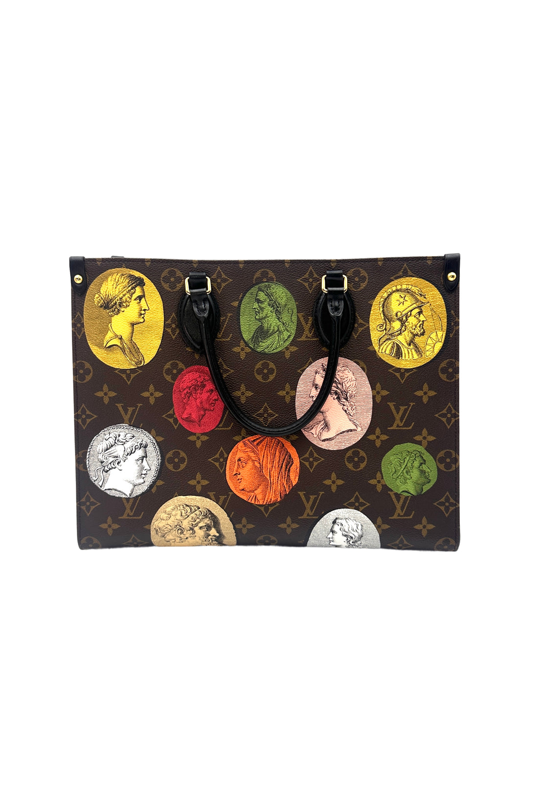 Louis Vuitton x Fornasetti Onthego MM Cameo Monogram Tote Handle Bag LV1757
