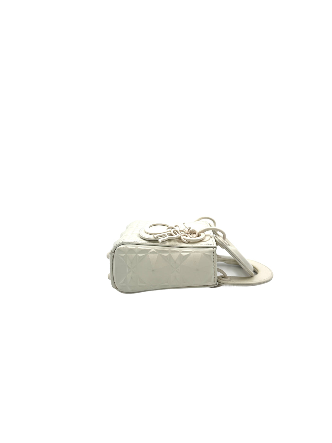 Christian Dior Lady Dior White Diamond Cannage Mini Handle Bag With Charms DR439