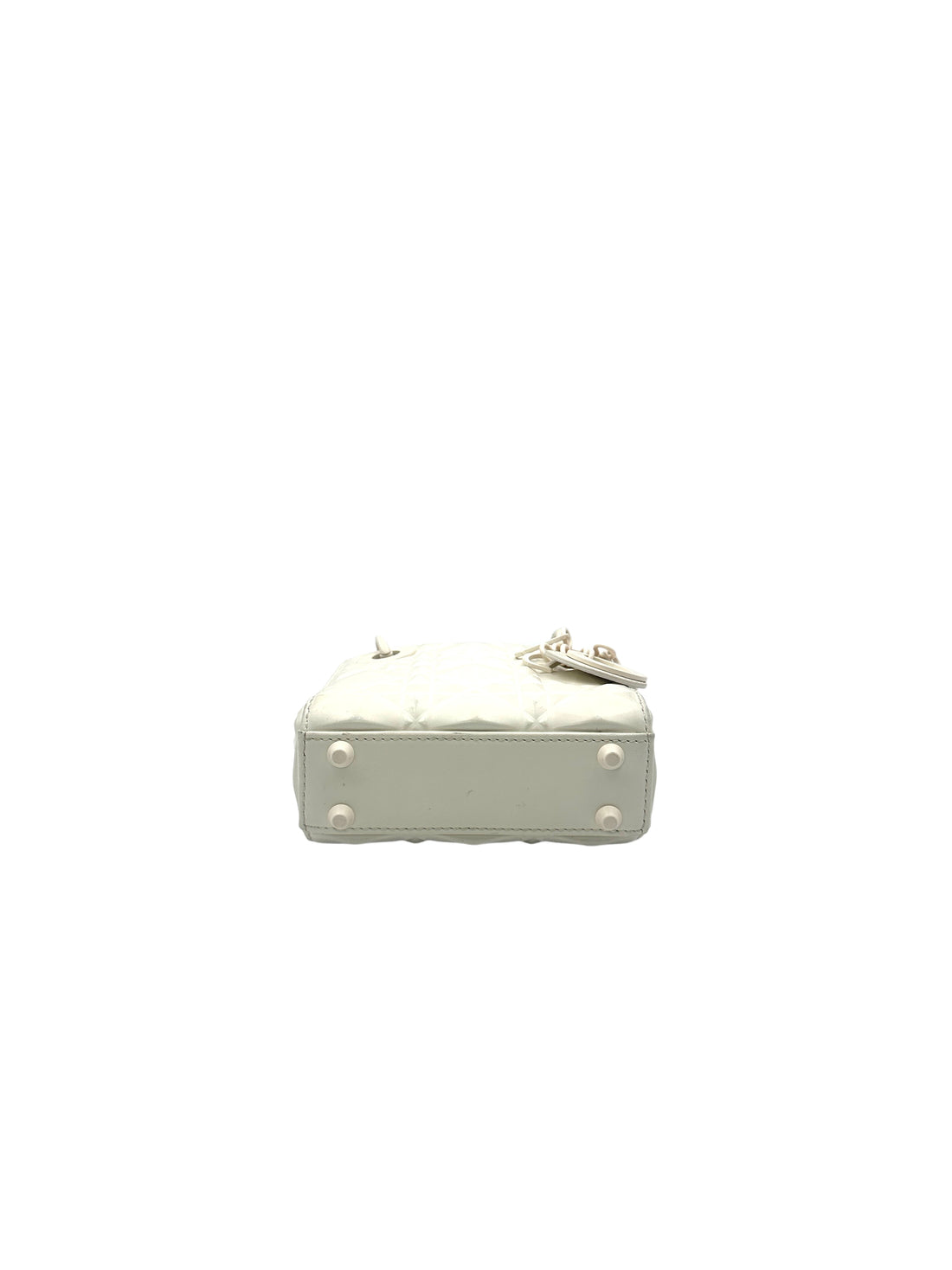 Christian Dior Lady Dior White Diamond Cannage Mini Handle Bag With Charms DR439