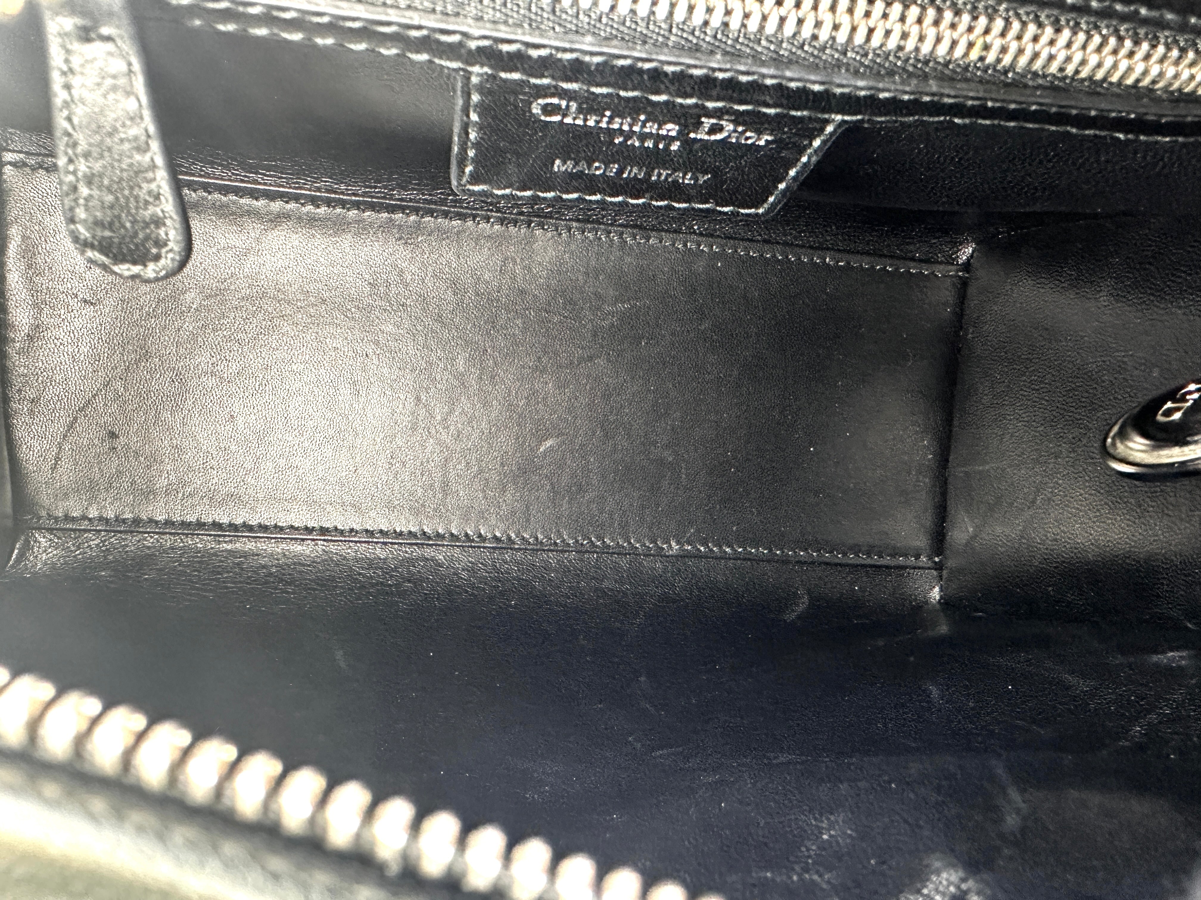 Christian Dior Lady Dior Black Embroidered Cannage Handle Bag with Charms DR440