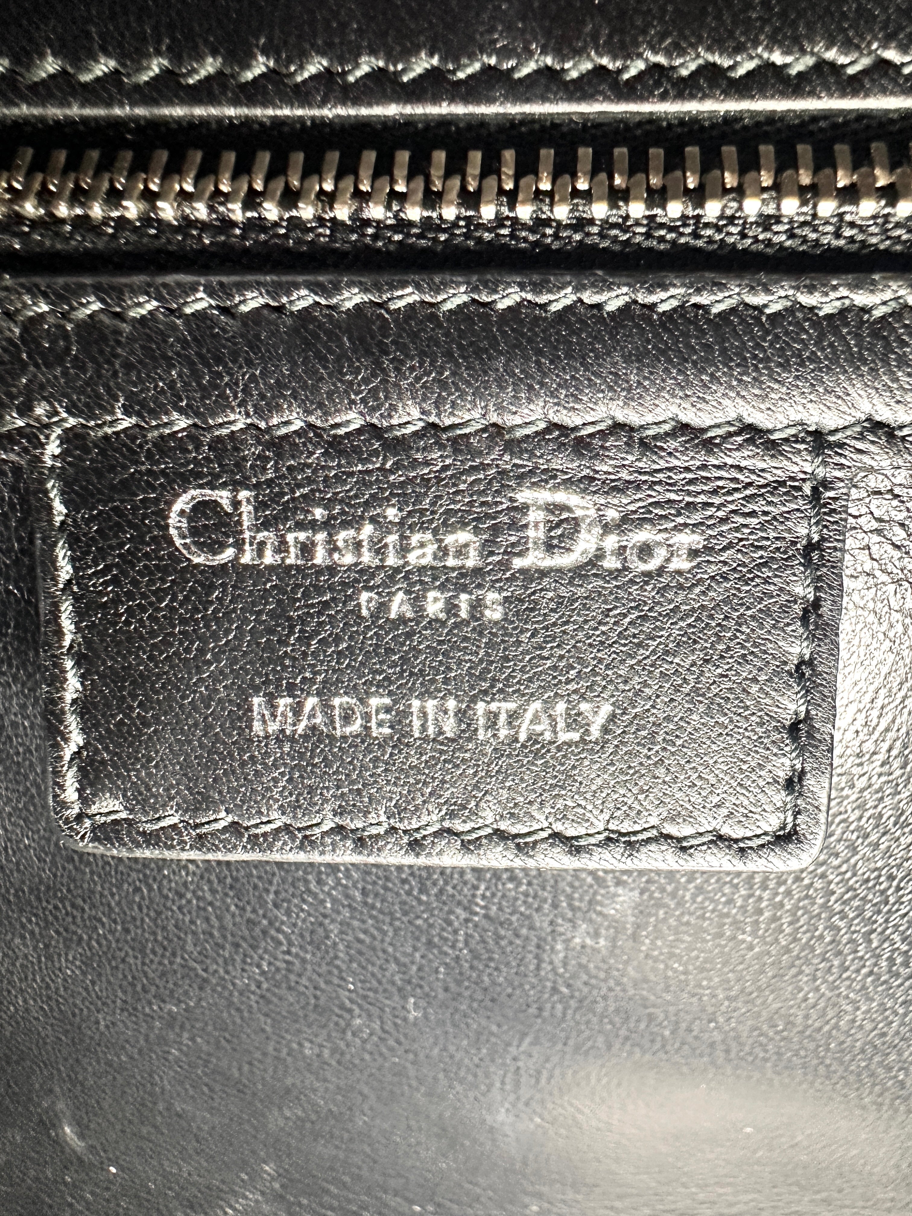 Christian Dior Lady Dior Black Embroidered Cannage Handle Bag with Charms DR440
