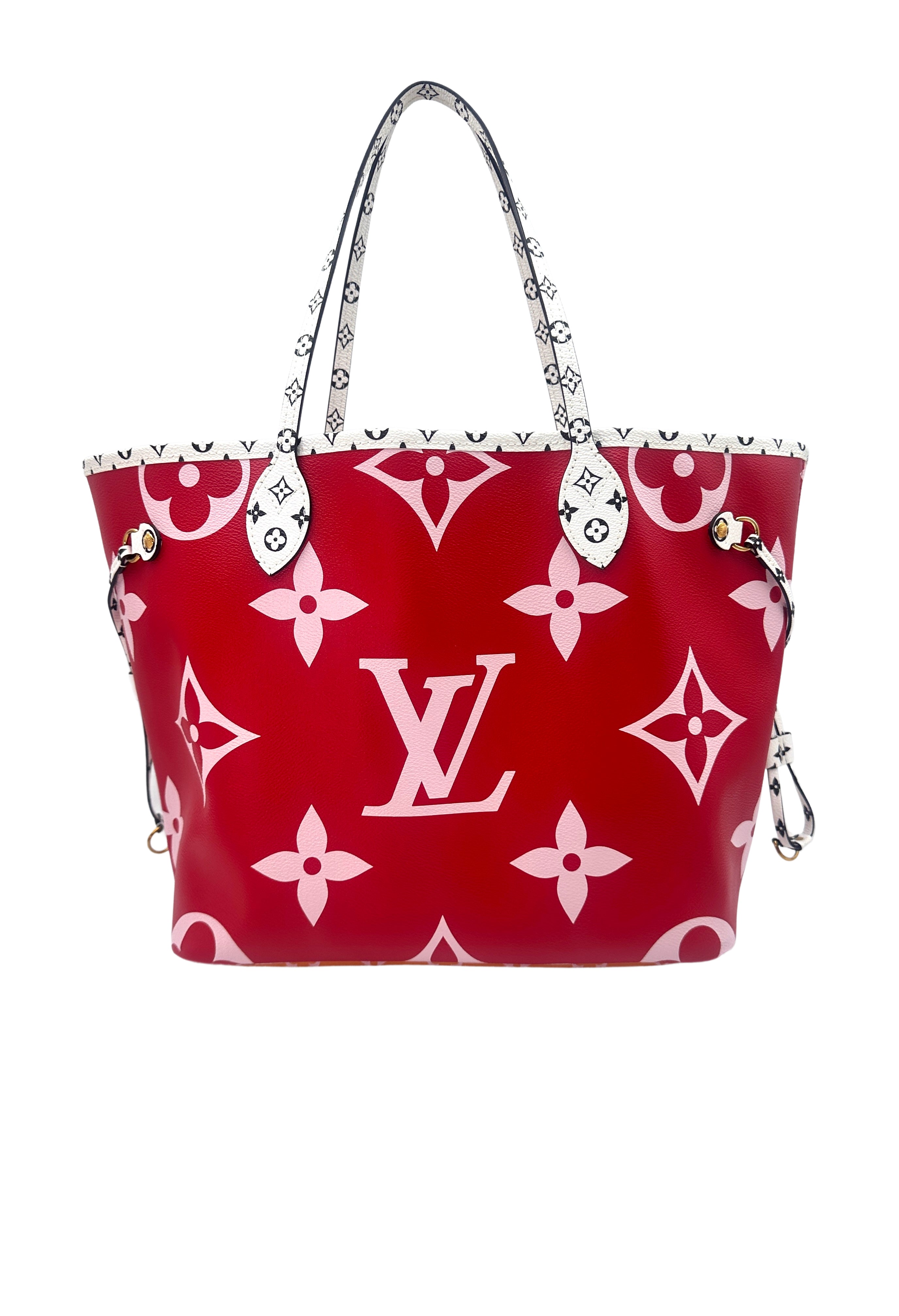 Louis Vuitton Rouge Monogram Giant Neverfull MM Handle Bag With White Pochette LV1761