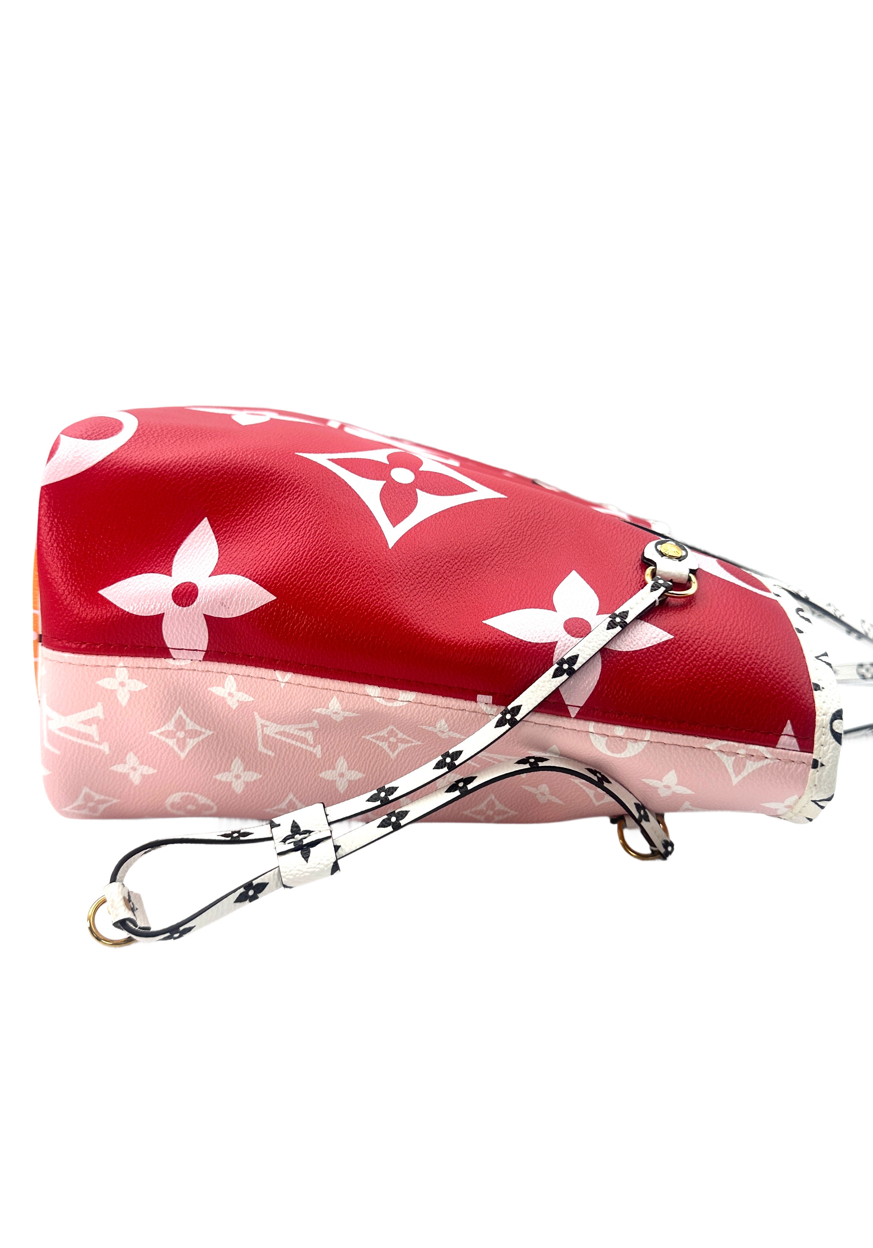 Louis Vuitton Rouge Monogram Giant Neverfull MM Handle Bag With White Pochette LV1761