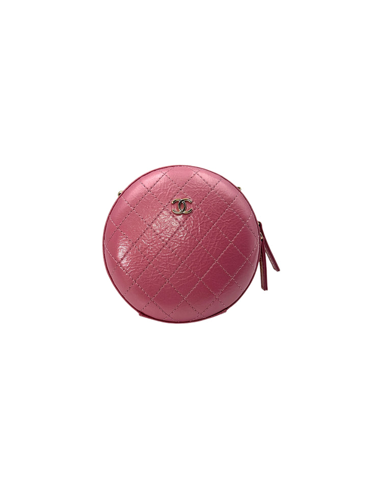 Chanel Pink Leather Round Chain Crossbody Bag(27***41) CC1234