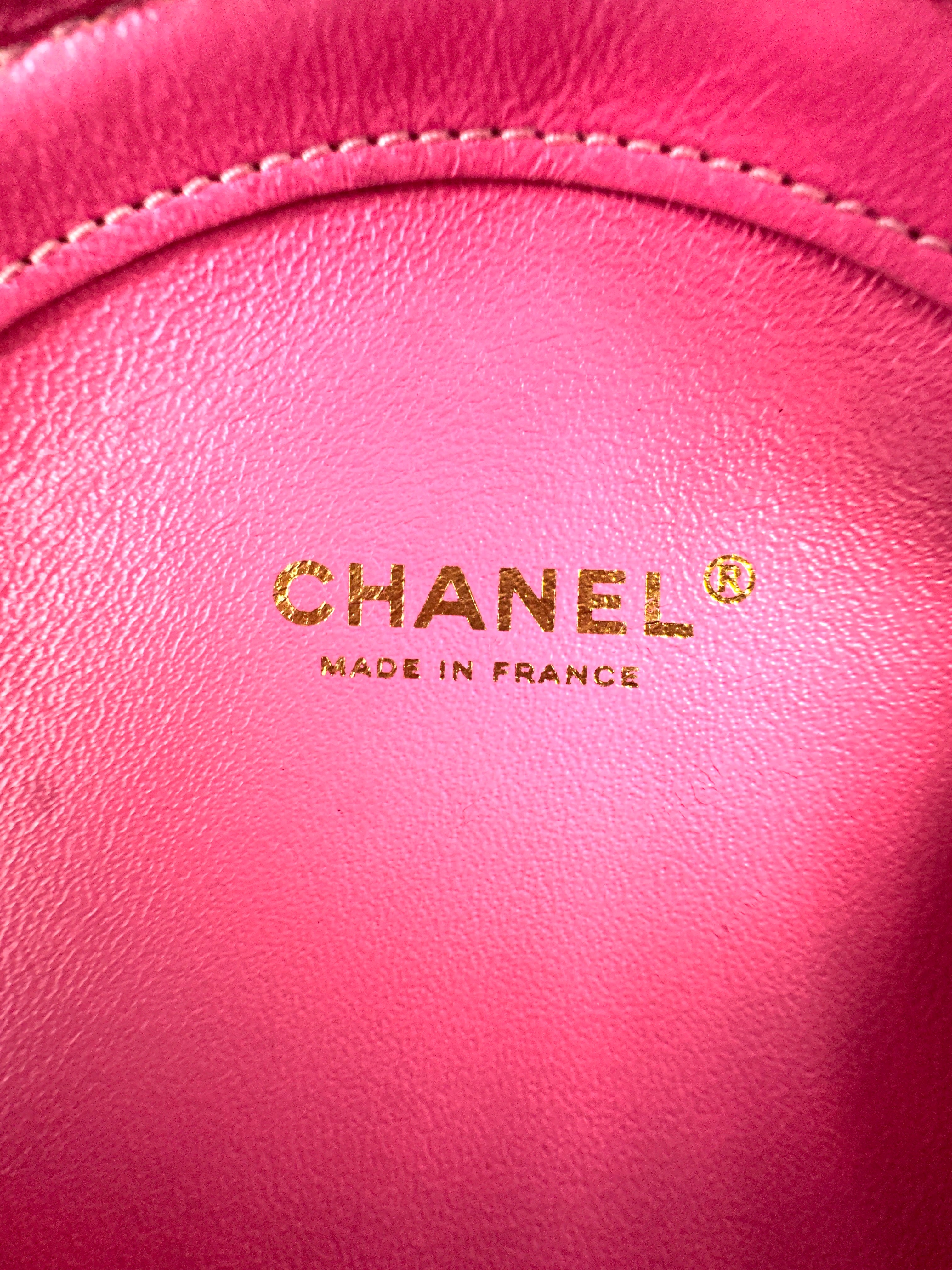 Chanel Pink Leather Round Chain Crossbody Bag(27***41) CC1234