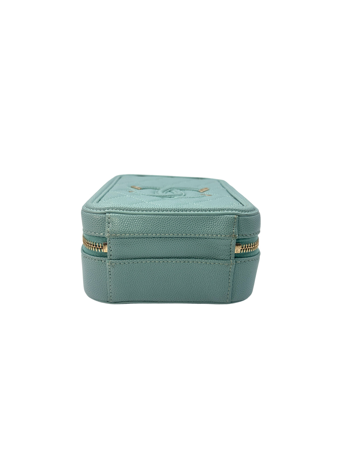 Chanel CC Filigree Mint Green Caviar Leather Vertical Vanity Case(29***12) CC1235