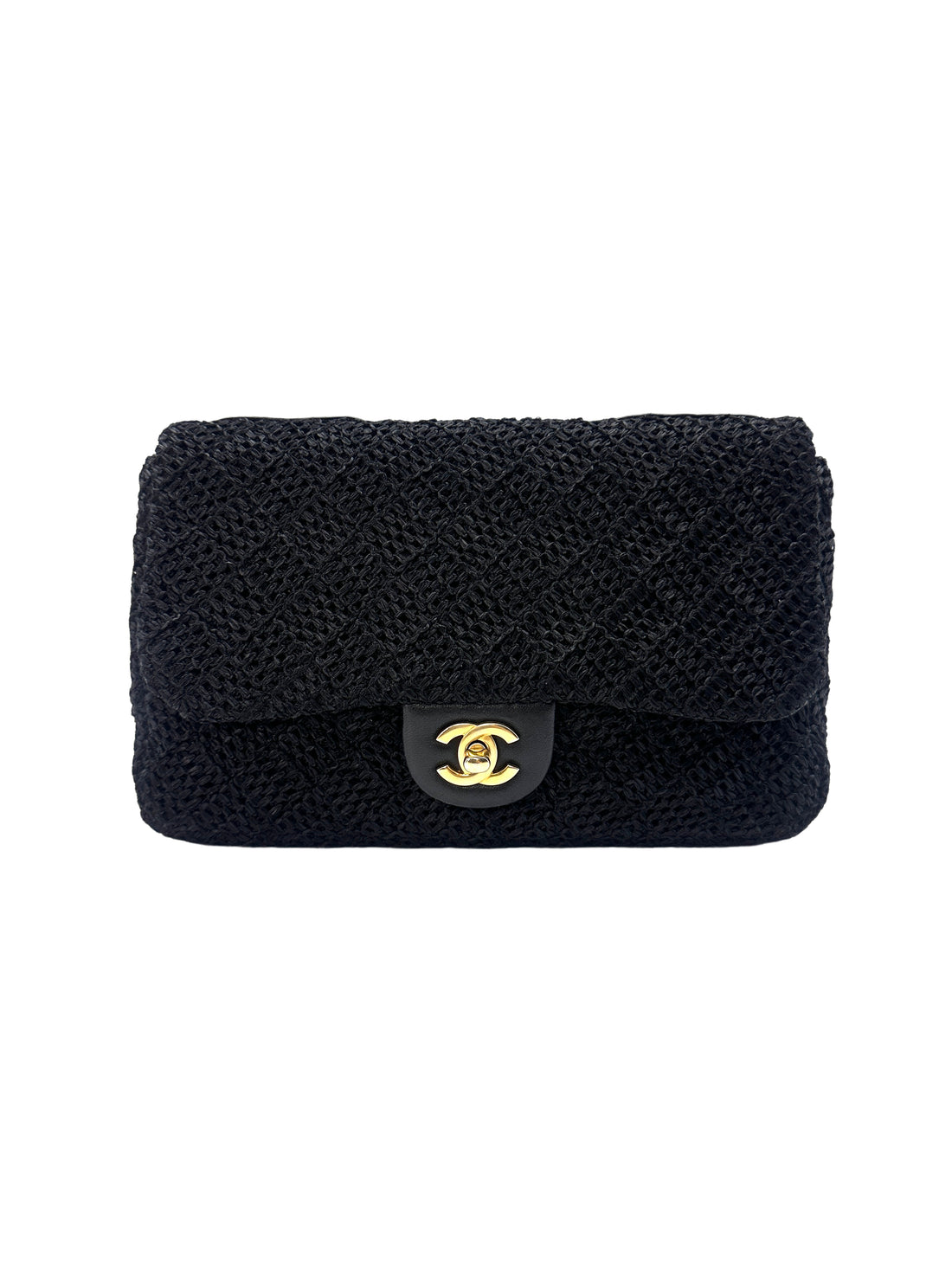 Chanel Classic Flap Bag Black Raffia Shoulder Bag With Gold Buckle(18***54) CC1238