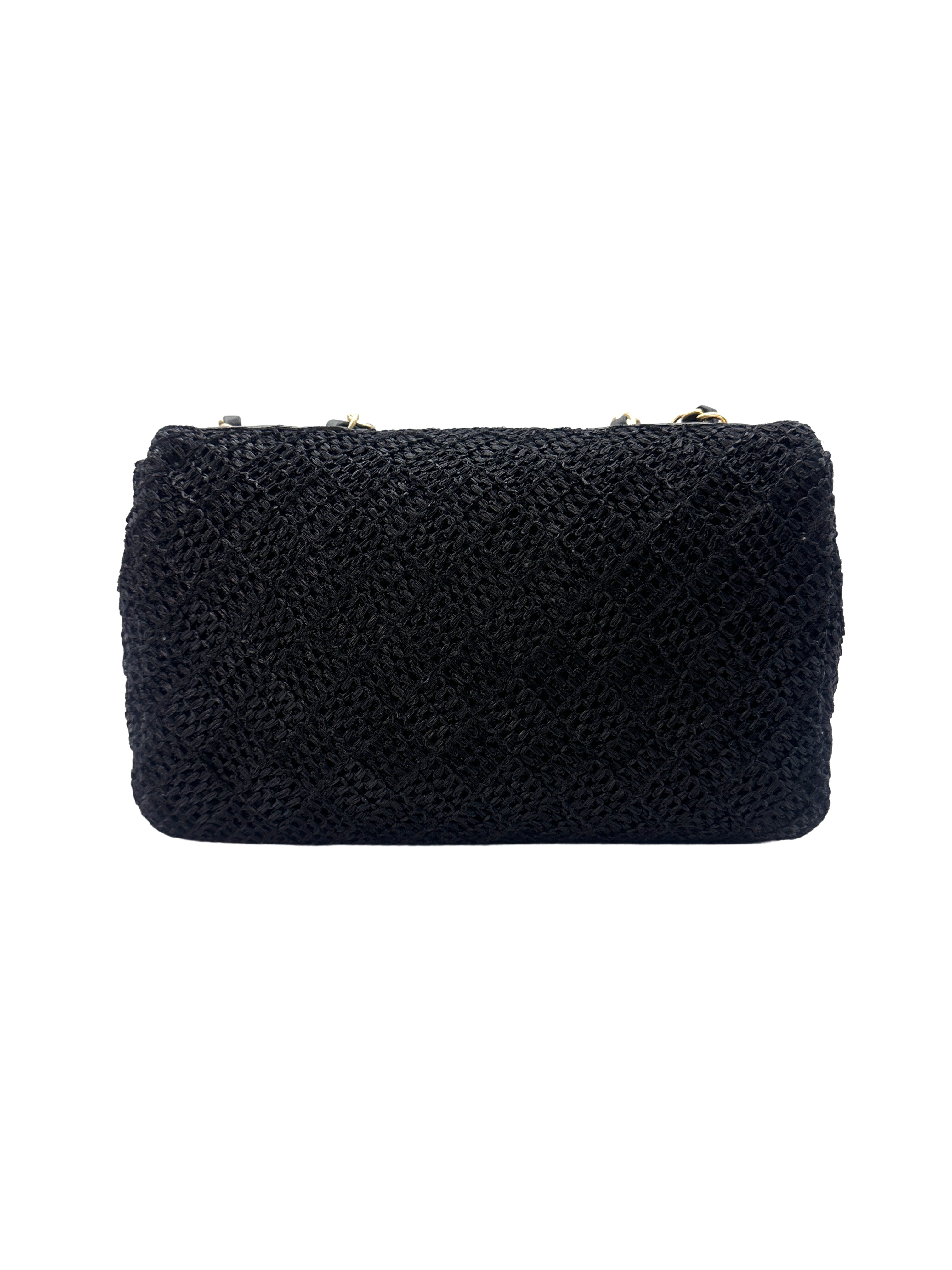 Chanel Classic Flap Bag Black Raffia Shoulder Bag With Gold Buckle(18***54) CC1238