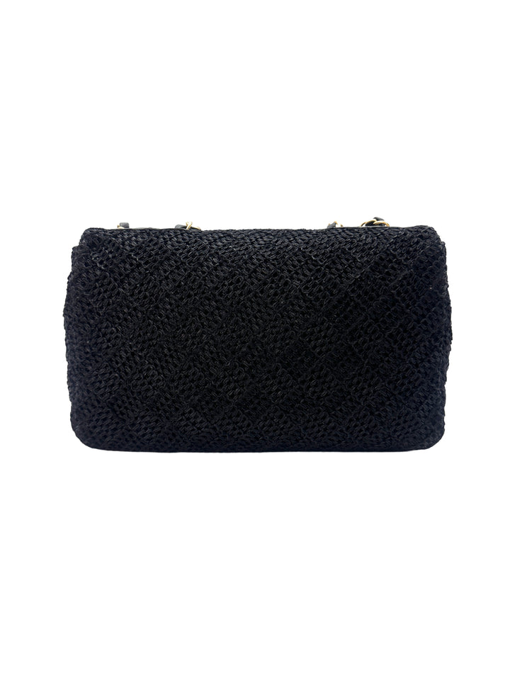 Chanel Classic Flap Bag Black Raffia Shoulder Bag With Gold Buckle(18***54) CC1238