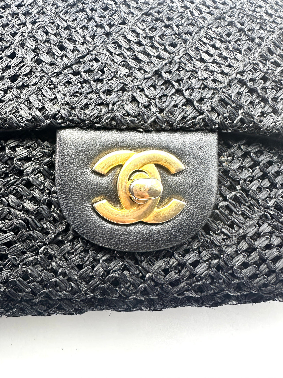 Chanel Classic Flap Bag Black Raffia Shoulder Bag With Gold Buckle(18***54) CC1238