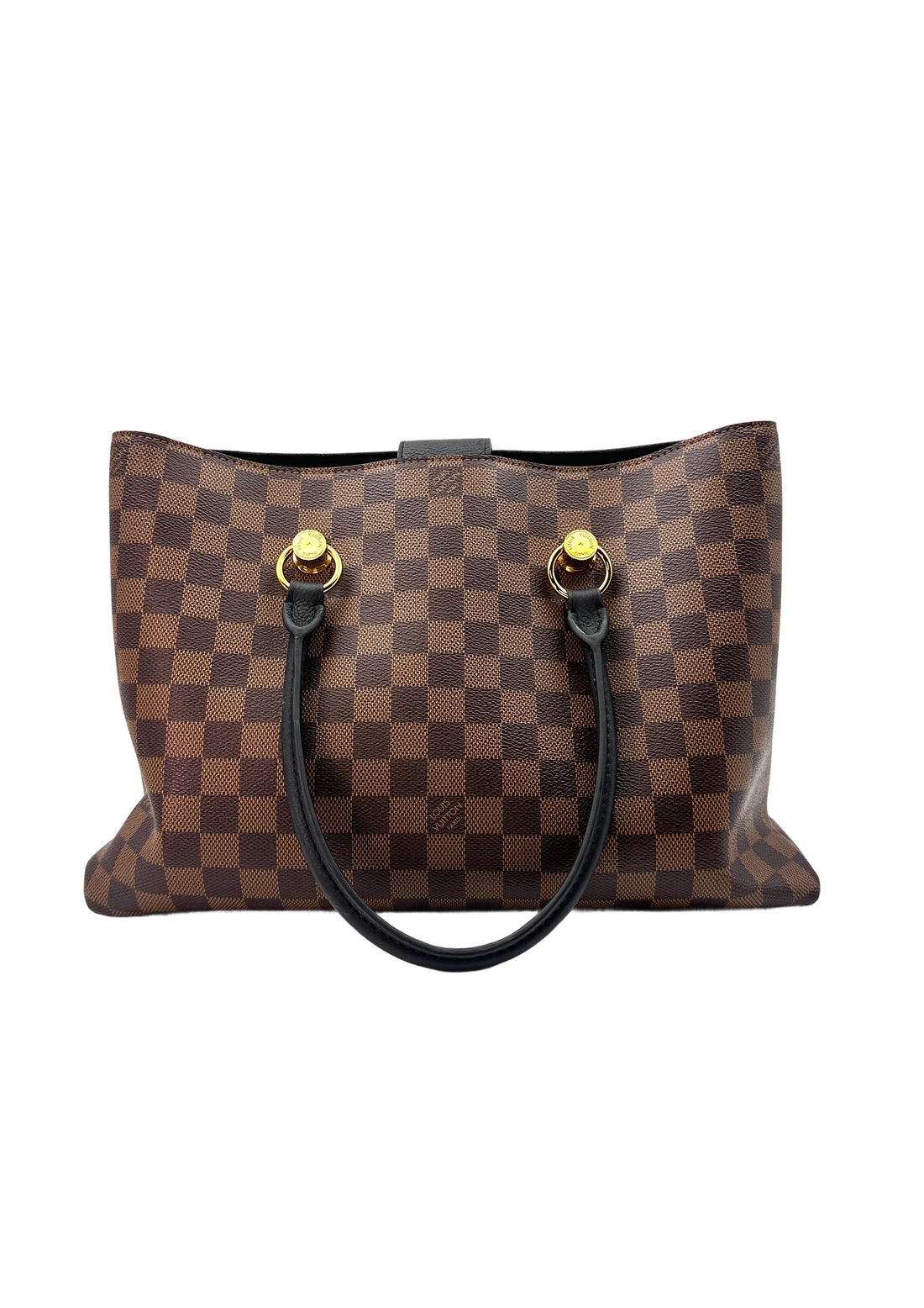 Louis Vuitton Riverside Brown Damier Ebene Tote Handle Bag With Gold Logo Charms LV1773