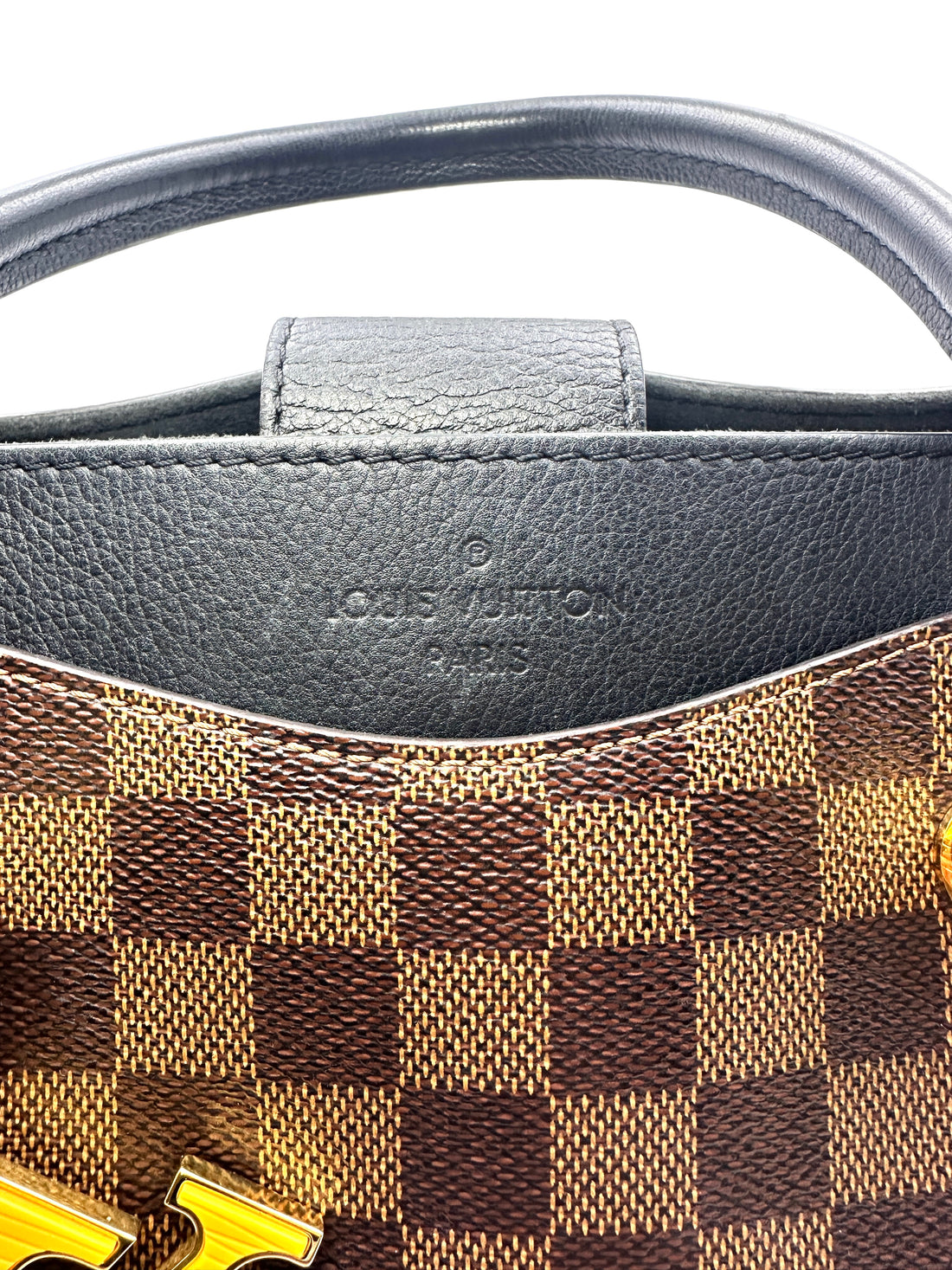 Louis Vuitton Riverside Brown Damier Ebene Tote Handle Bag With Gold Logo Charms LV1773
