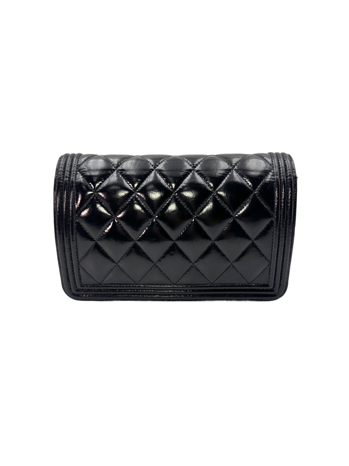 Chanel LeBoy Black Quilted Calfskin Leather Wallet On Chain With Silver Buckle(30***19) CC1242