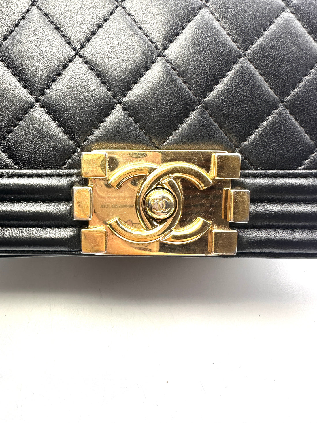 Chanel LeBoy Black Quilted Lambskin Leather Small Size Wallet On Chain With Gold Buckle(23***73) CC1244