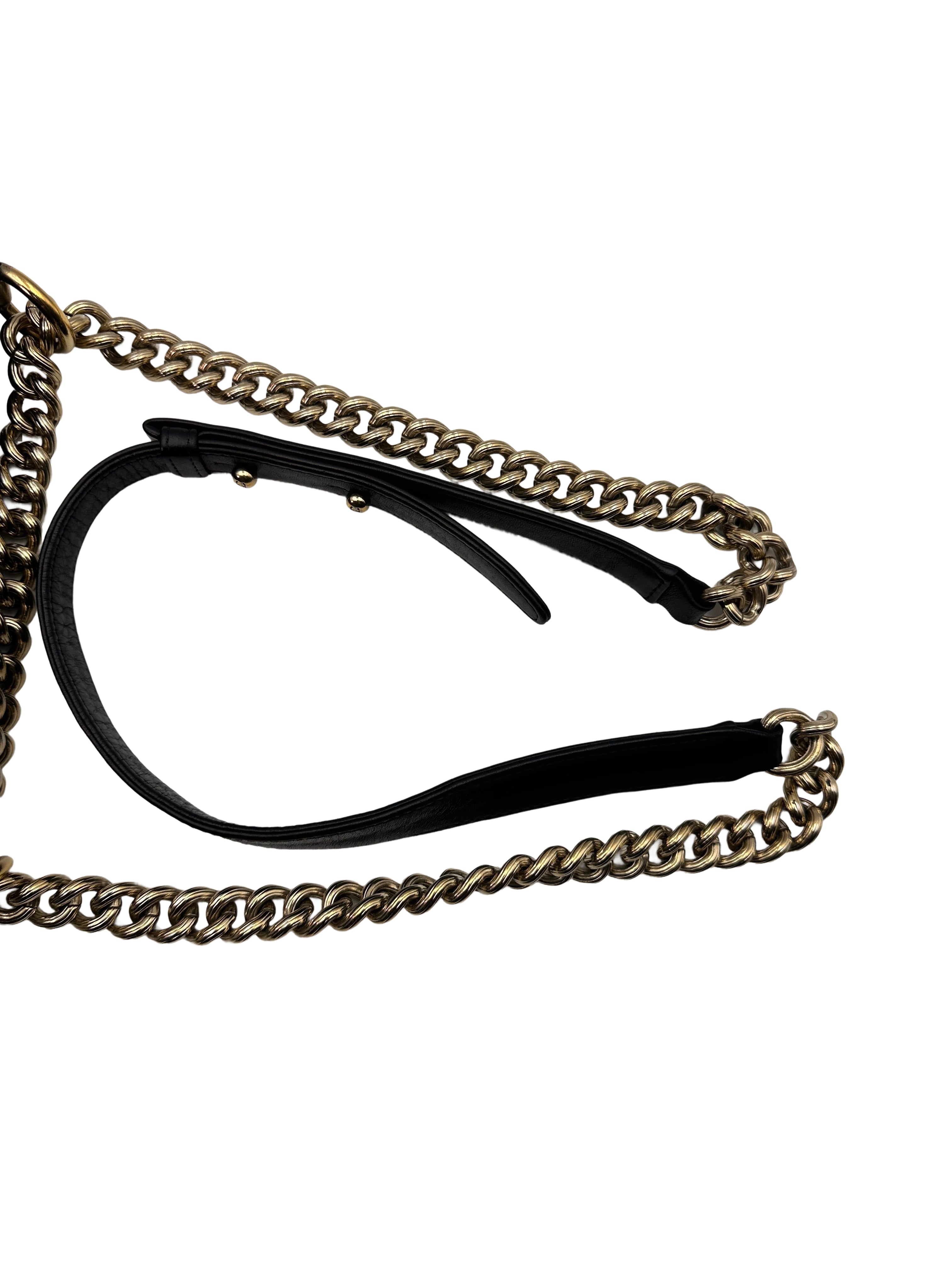 Chanel LeBoy Black Quilted Lambskin Leather Small Size Wallet On Chain With Gold Buckle(23***73) CC1244