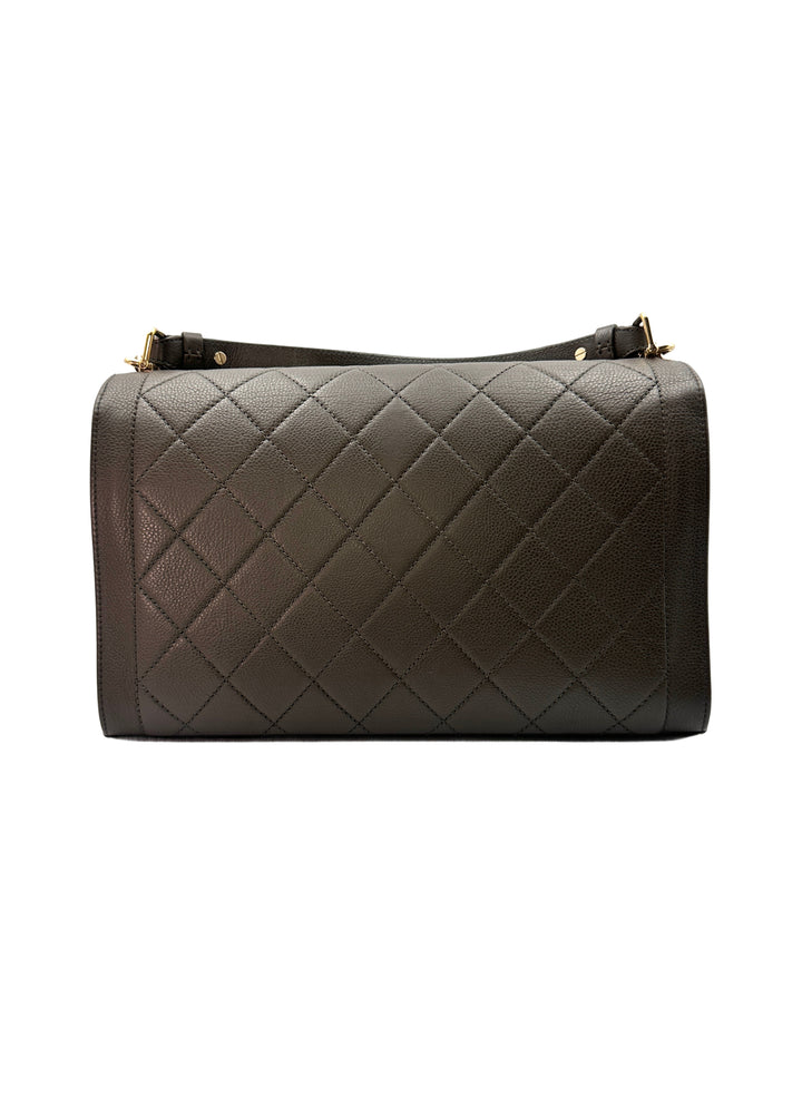 Chanel Label Click Grey Quilted Calfskin Leather Handle Bag(23***92) CC1251