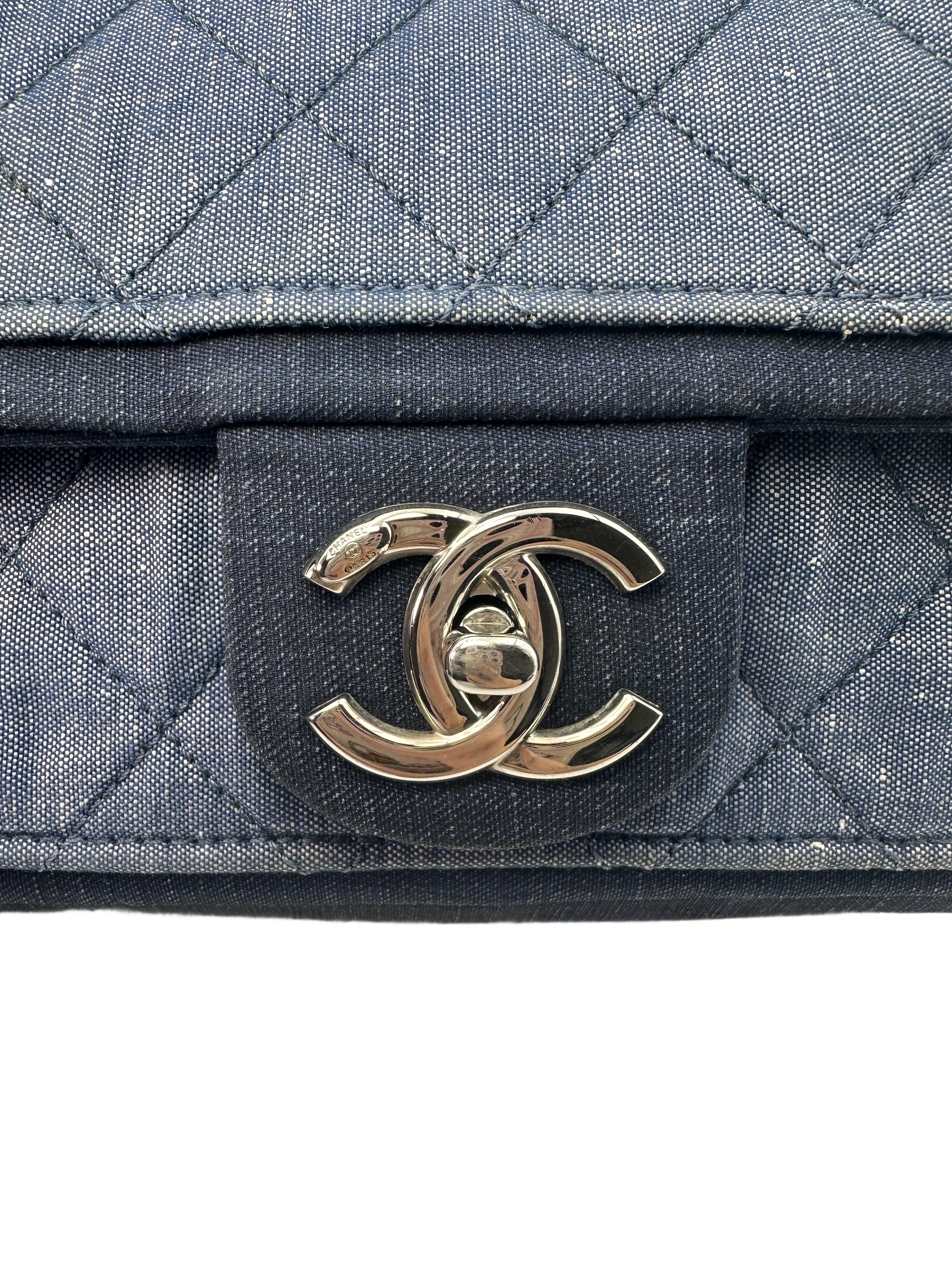 Chanel Denim Medallion Blue Bicolor Flap Shoulder Bag(19***87) CC1253
