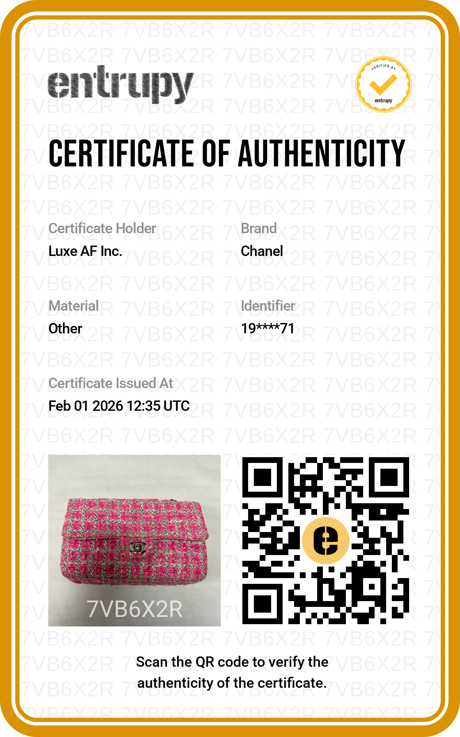 Chanel Classic Flap PInk Tweed Medium Size Chain Flap Bag(19***71) CC1260