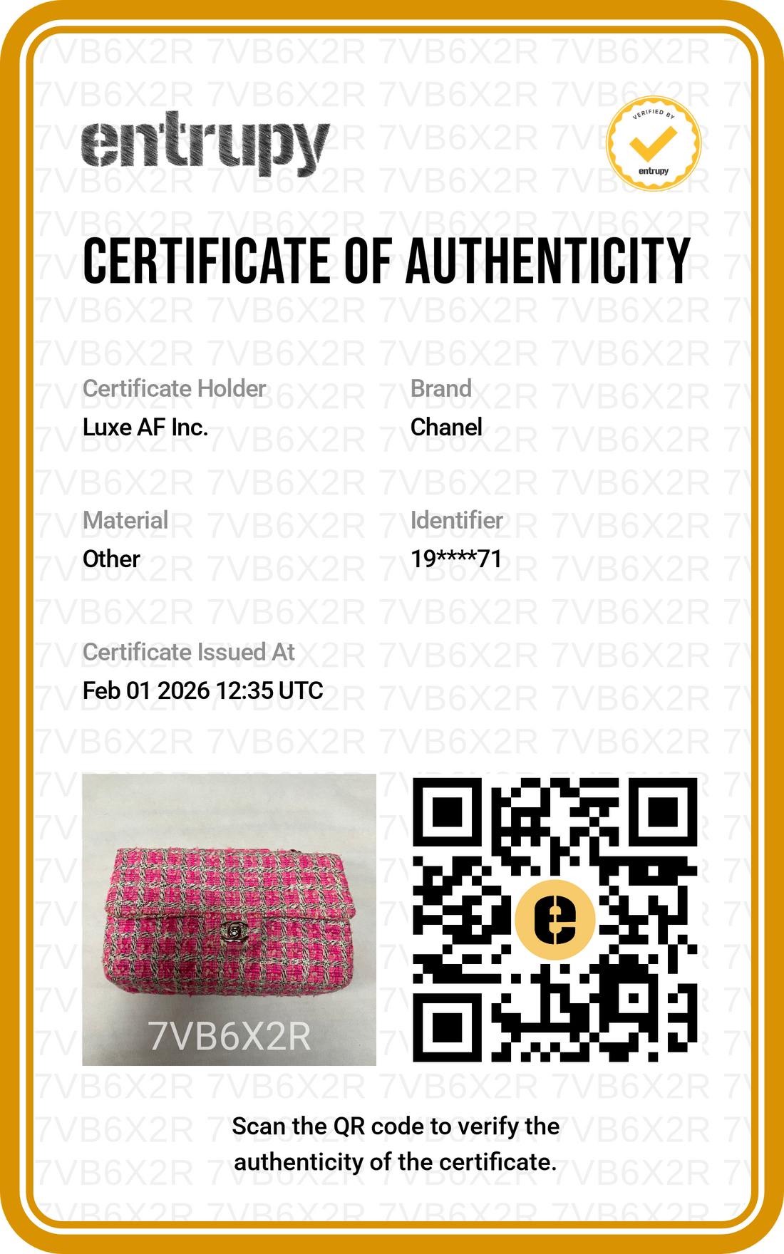 Chanel Classic Flap PInk Tweed Medium Size Chain Flap Bag(19***71) CC1260