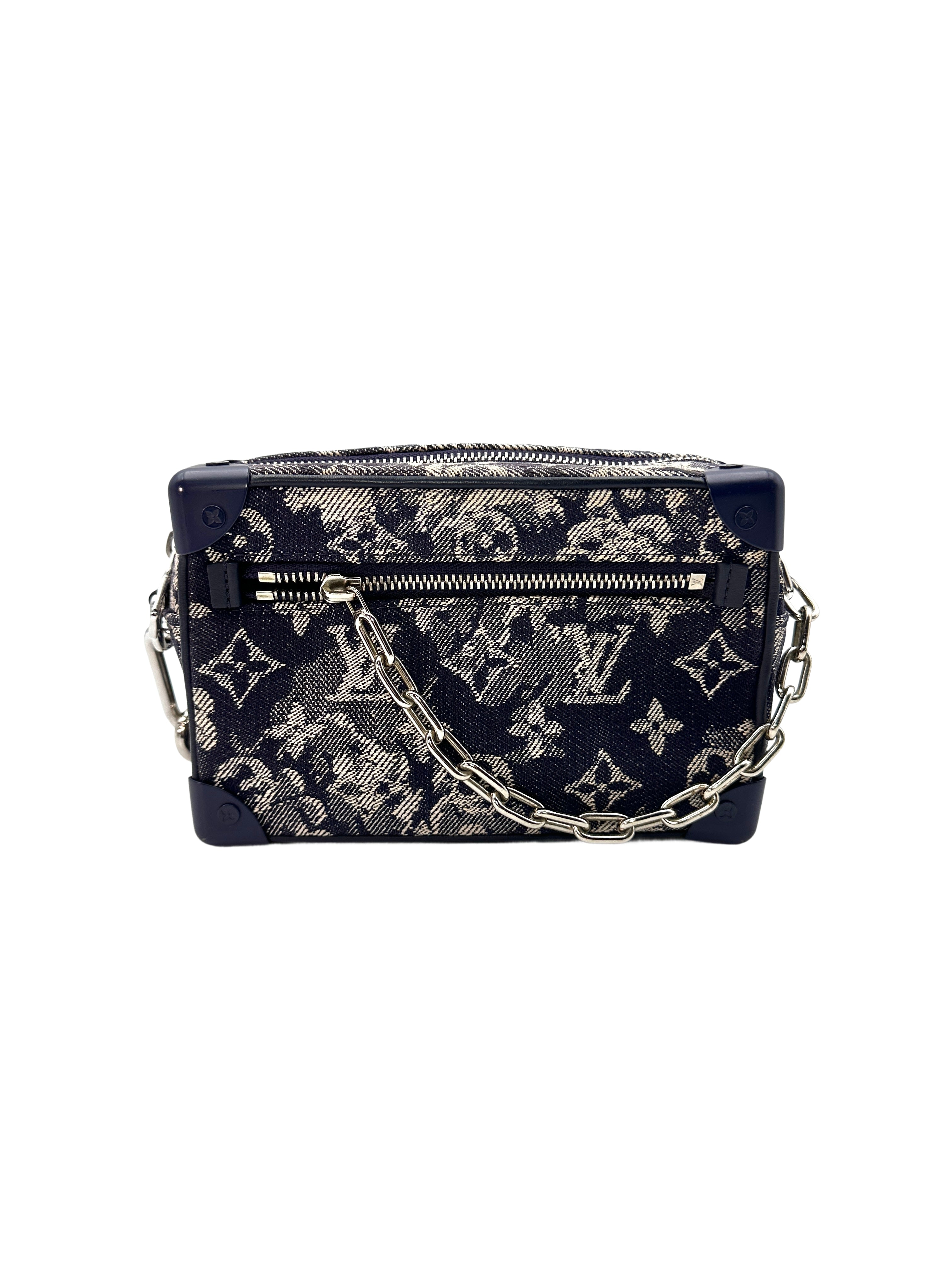 Louis Vuitton Solf Trunk Black Monogram Tapestry Chain Shoulder Bag LV1778