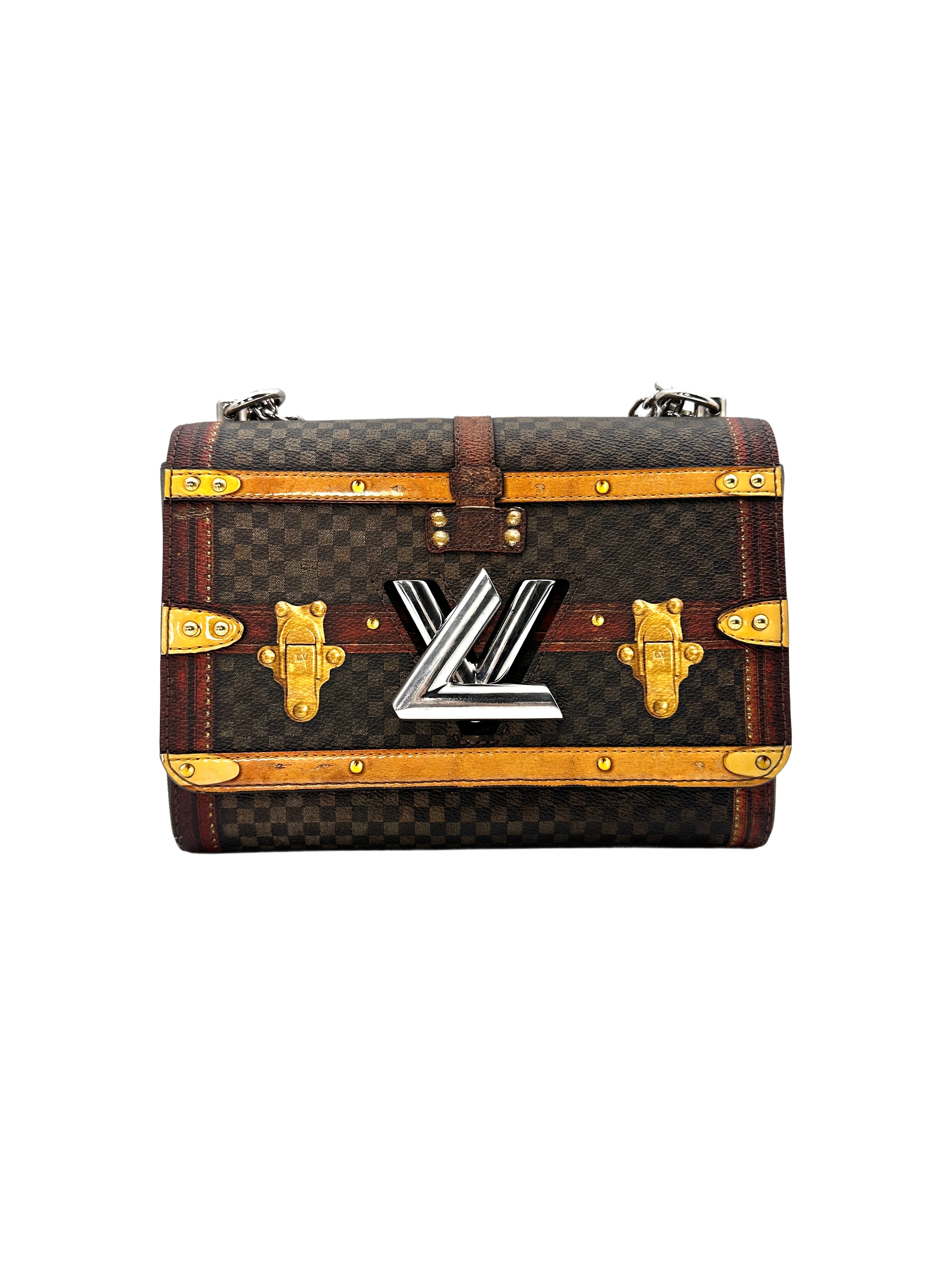 Louis Vuitton Time trunk Twist MM Damier Ebene Leather Chain Bag LV1779