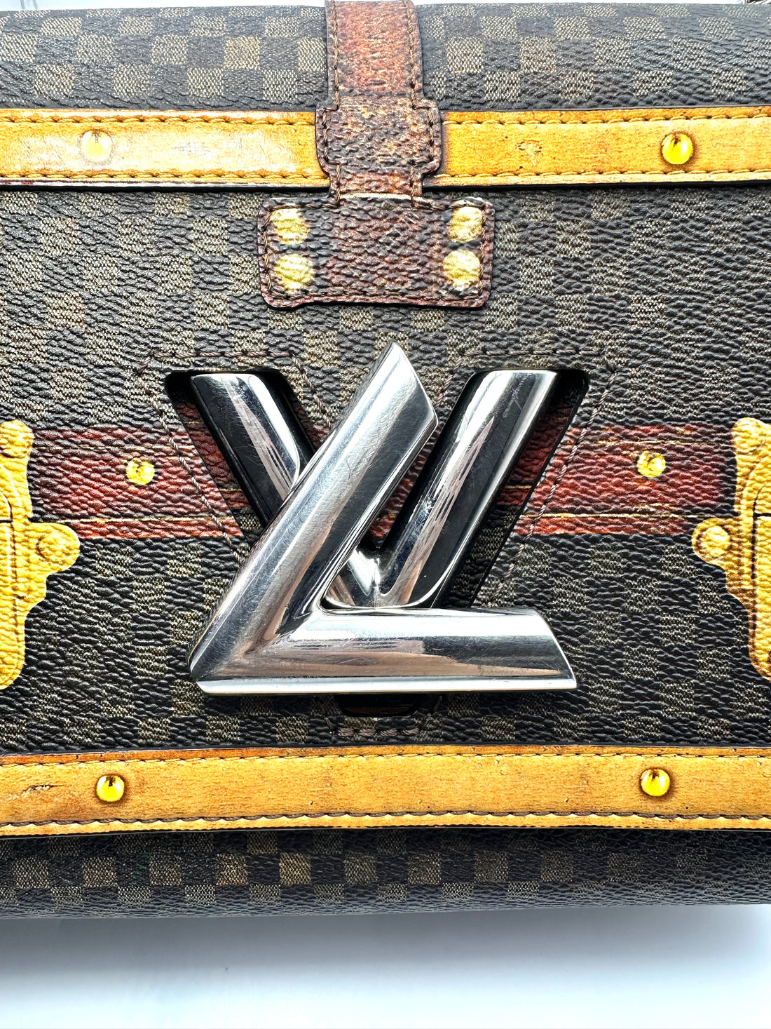 Louis Vuitton Time trunk Twist MM Damier Ebene Leather Chain Bag LV1779