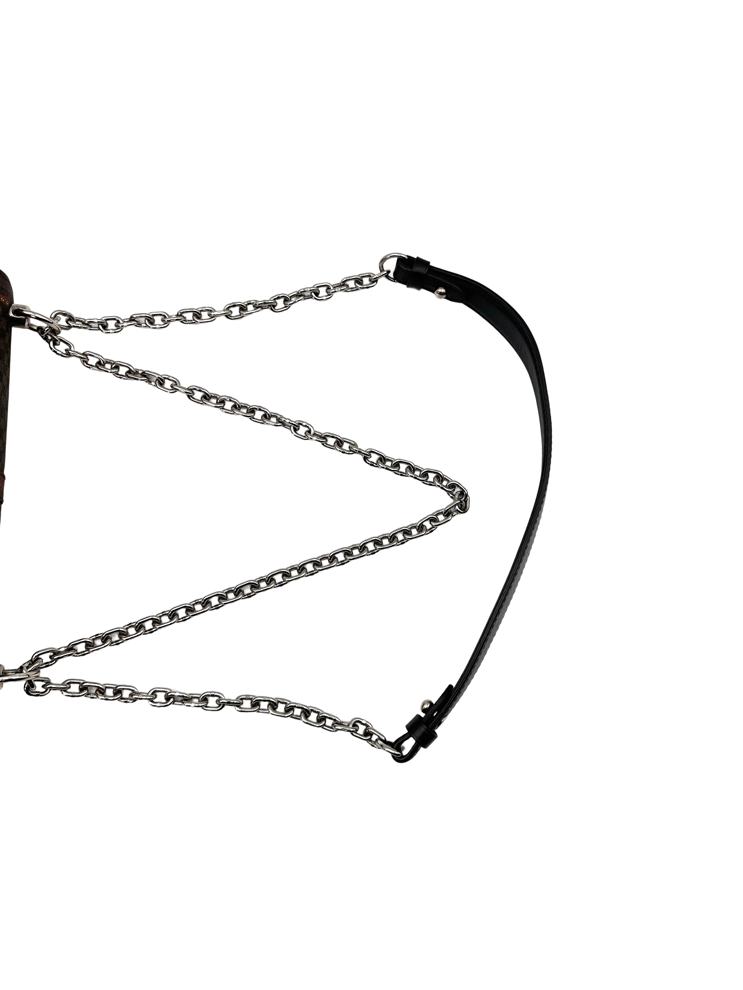 Louis Vuitton Time trunk Twist MM Damier Ebene Leather Chain Bag LV1779