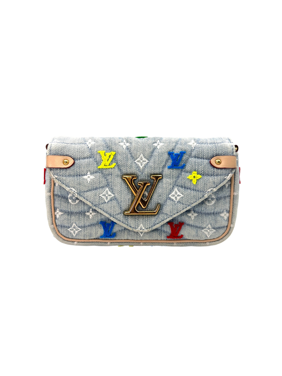 Louis Vuitton Limited Edition New Wave Blue Embroidered Monogram Denim Crossbody Bag LV1780
