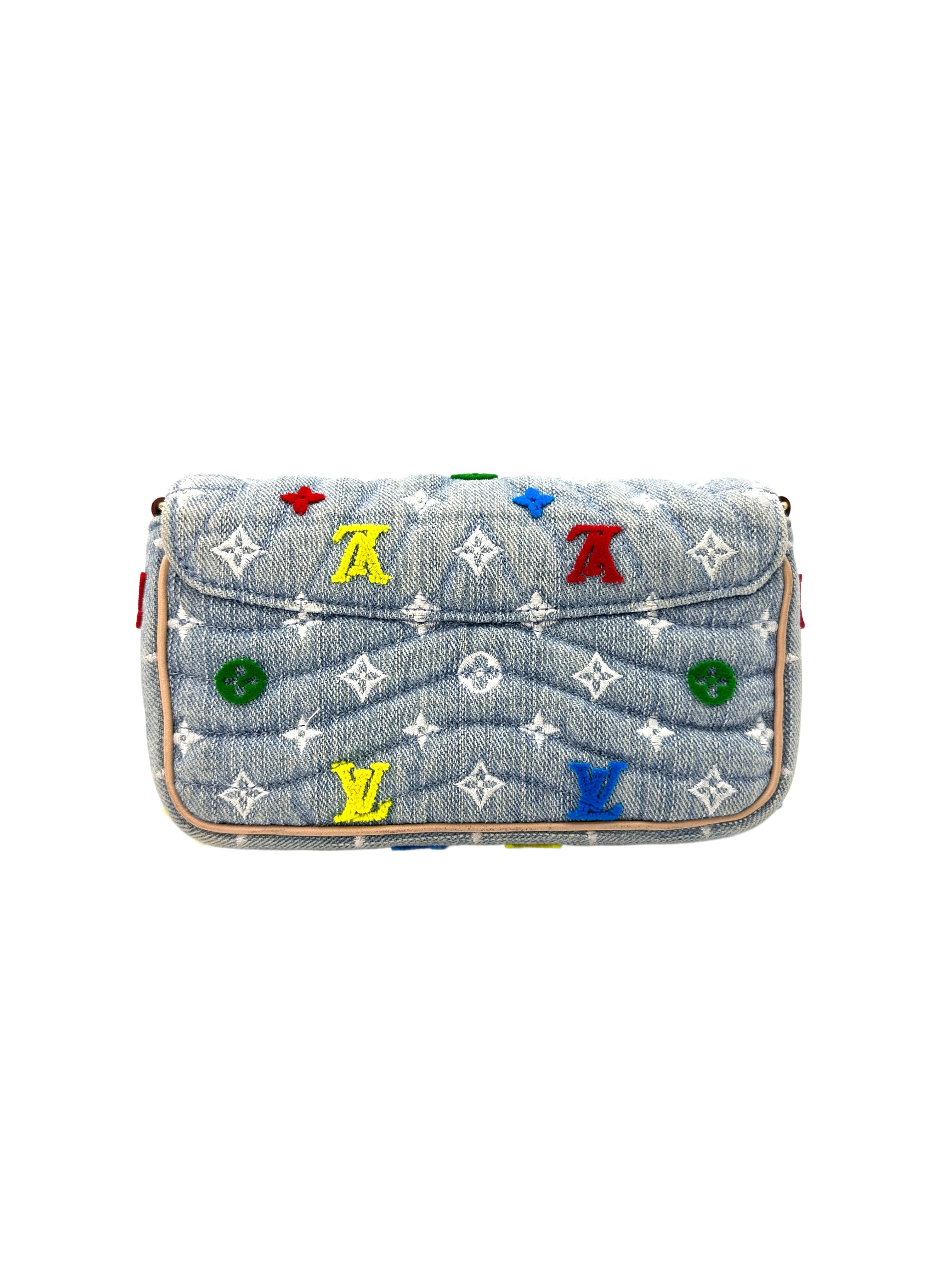 Louis Vuitton Limited Edition New Wave Blue Embroidered Monogram Denim Crossbody Bag LV1780