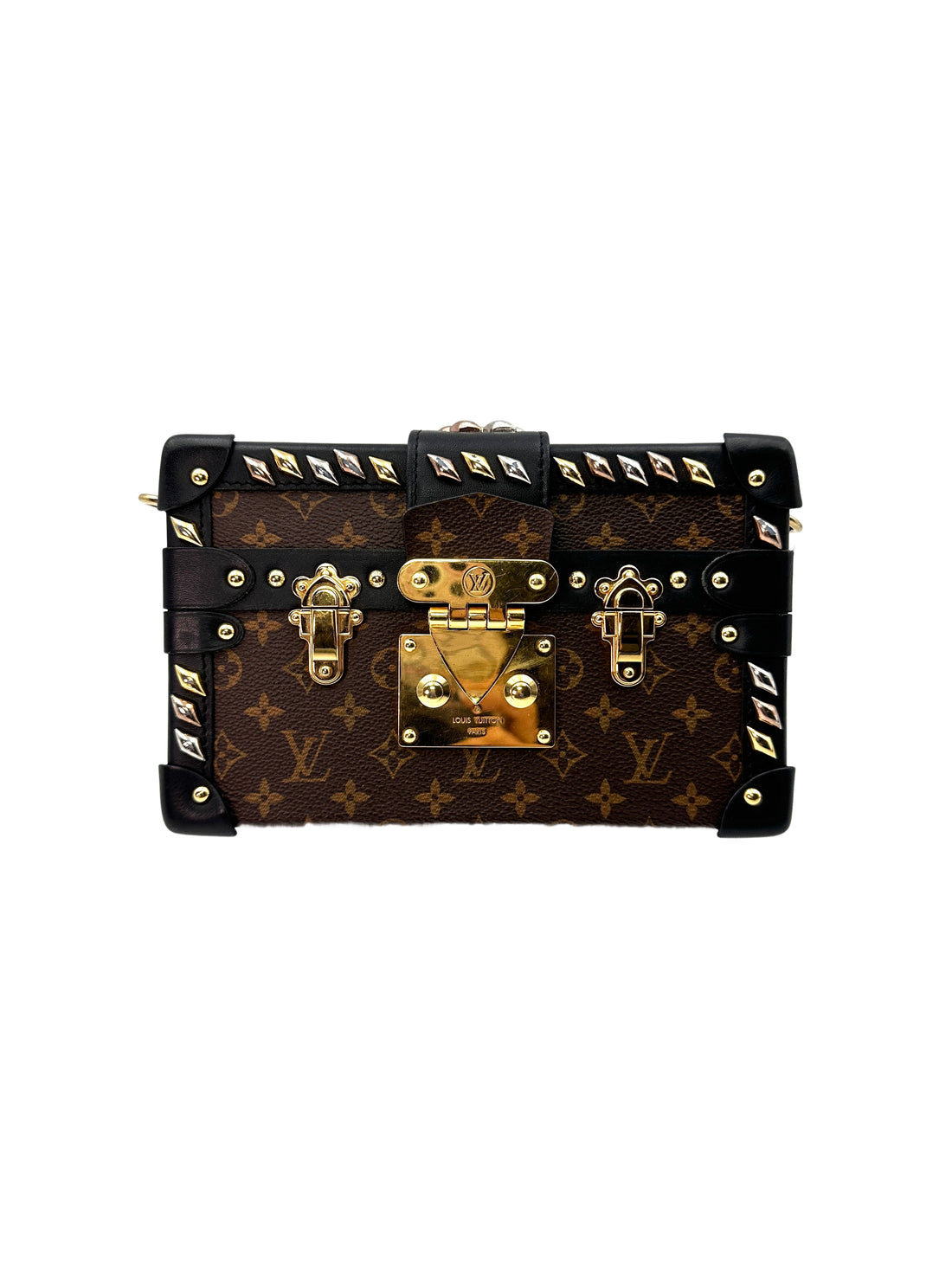Louis Vuitton Petite Malle Brown Monogram Leather Bag With Gold Hardware LV1781