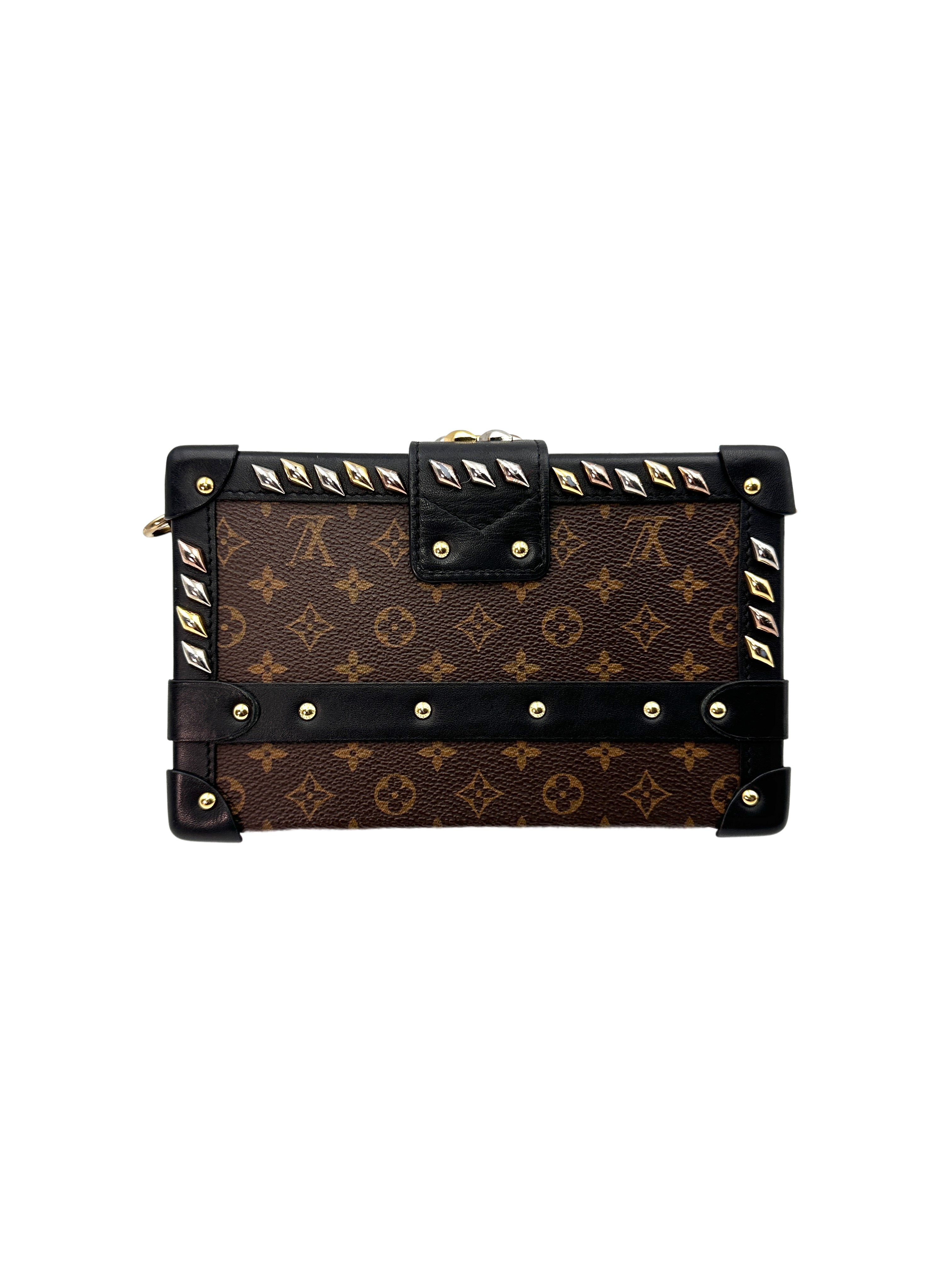 Louis Vuitton Petite Malle Brown Monogram Leather Bag With Gold Hardware LV1781