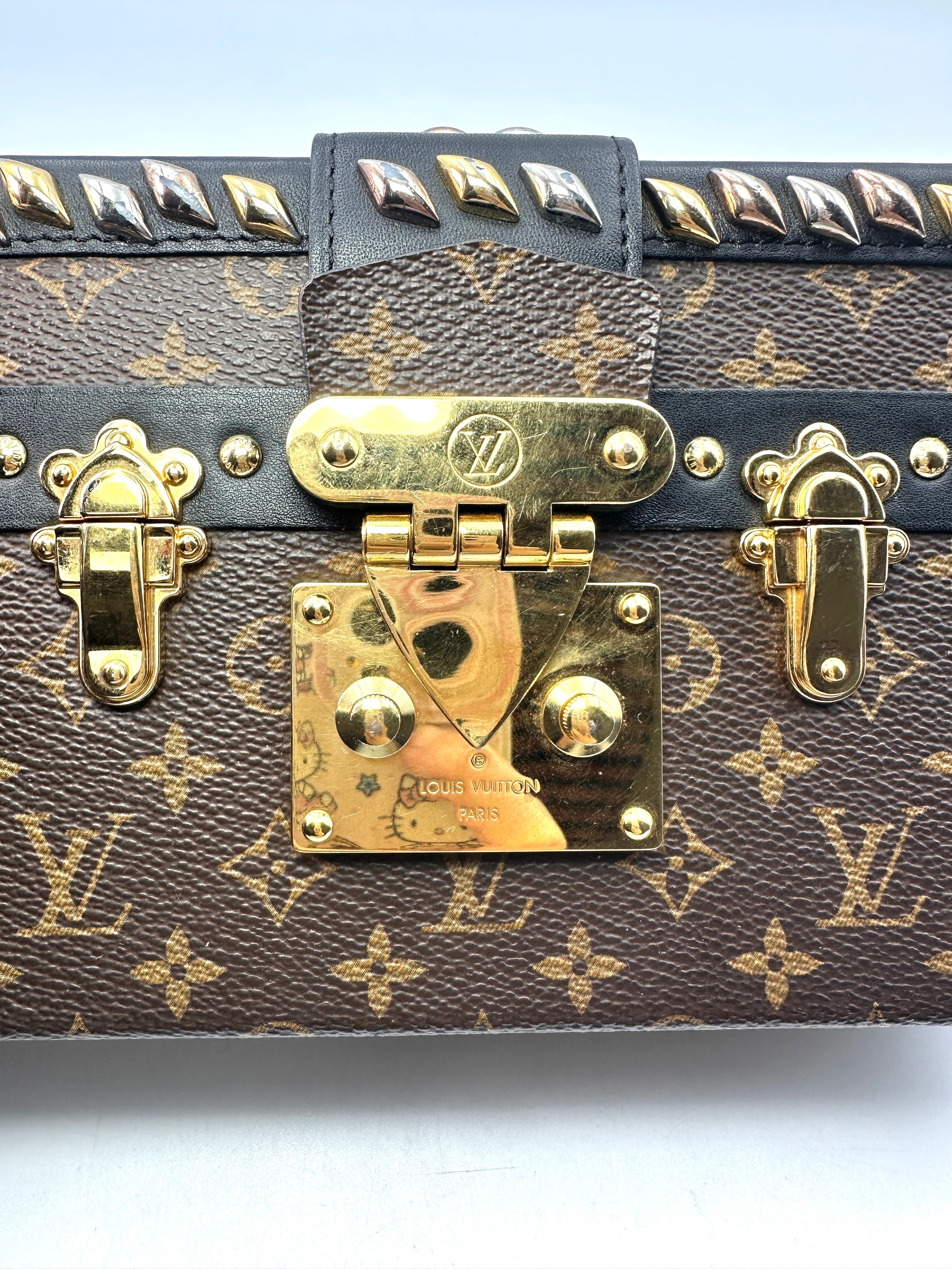 Louis Vuitton Petite Malle Brown Monogram Leather Bag With Gold Hardware LV1781